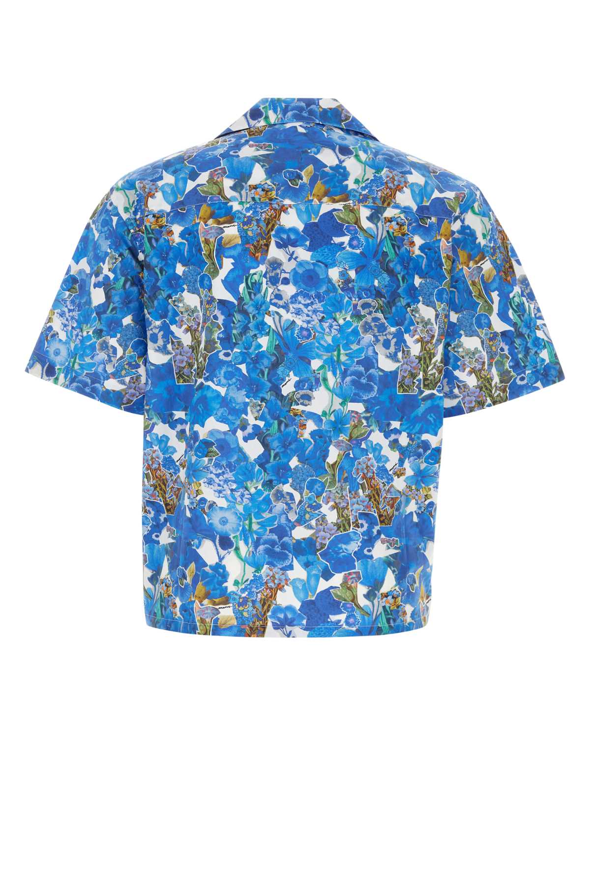Shop Marni Printed Poplin Shirt In Cobalt