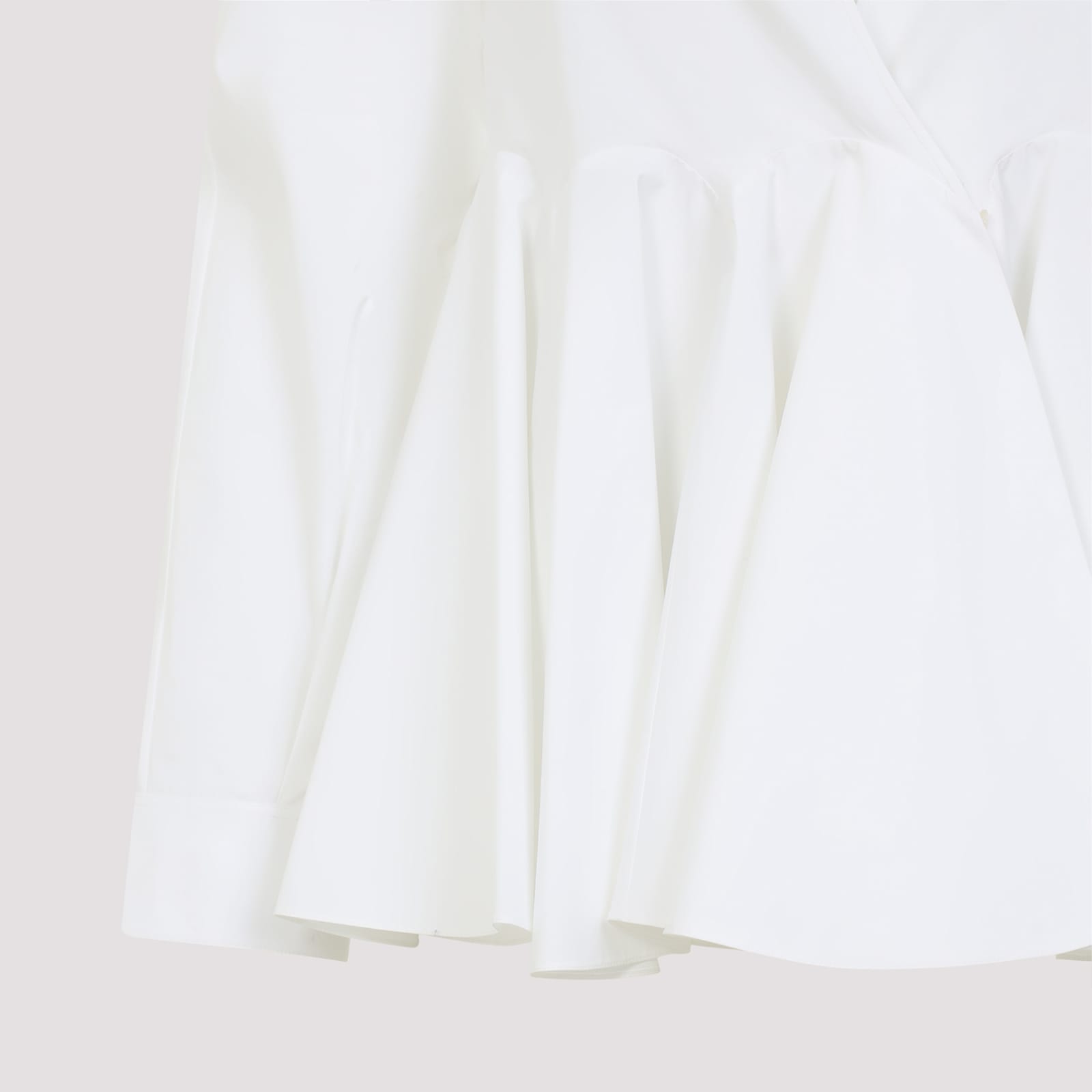 Alaïa Flare Cotton Shirt Pleated Hem In Blanc