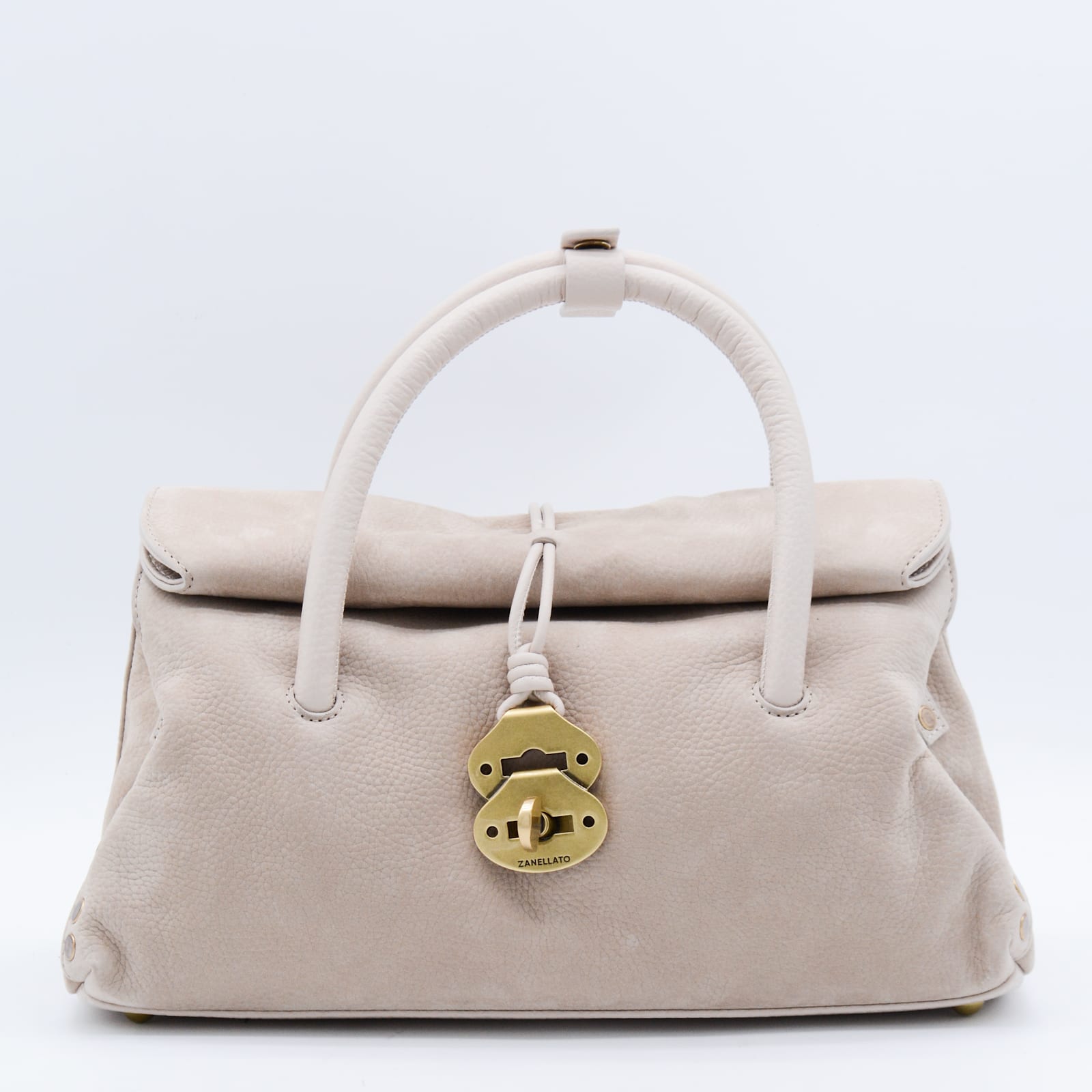 Zanellato Light Beige Leather Dotta Jone Small Top Handle Bag