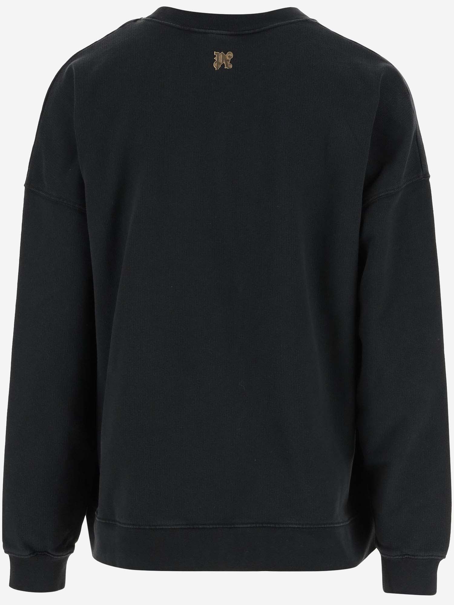 Shop Palm Angels Cotton Sweatshirt With Logo In Black