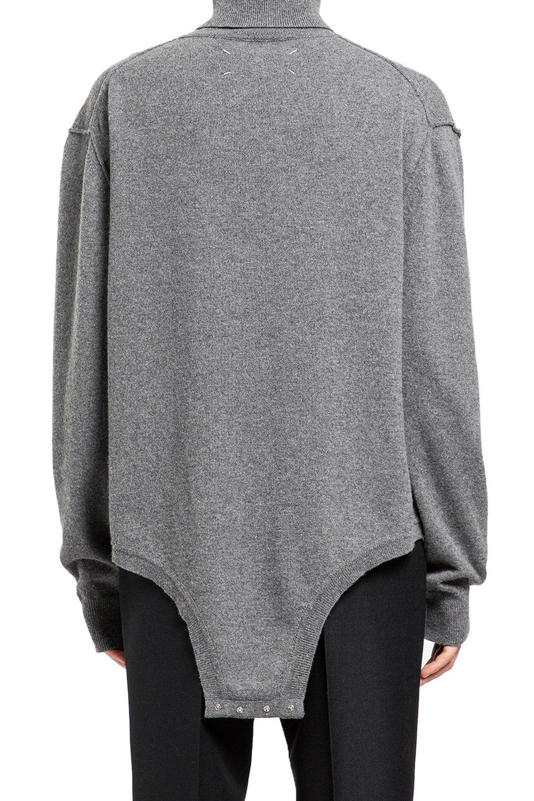 Shop Maison Margiela Knitted Roll-neck Bodysuit In Medium Grey