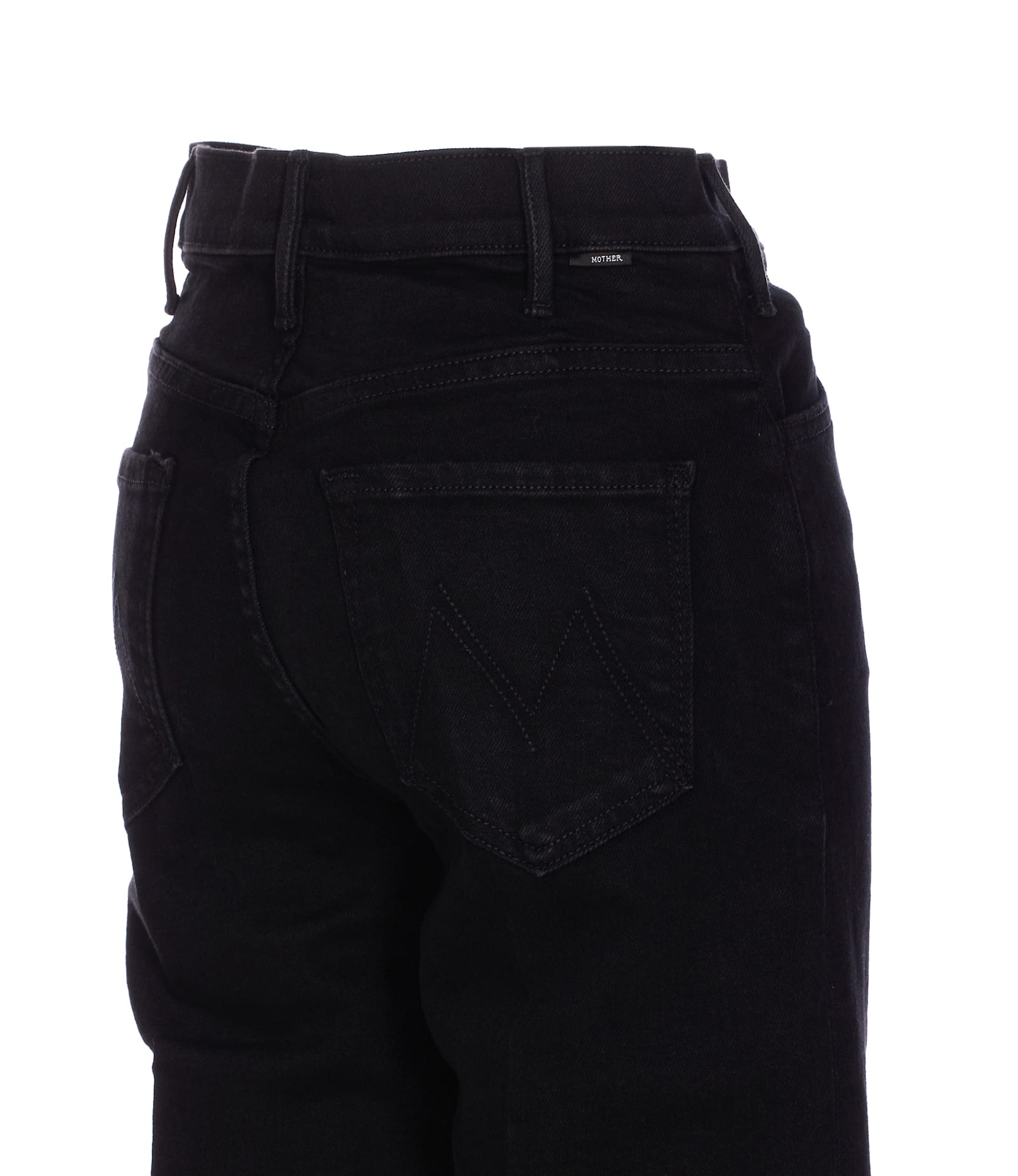 Mother Black Stretch Denim The Roller Jeans In Black