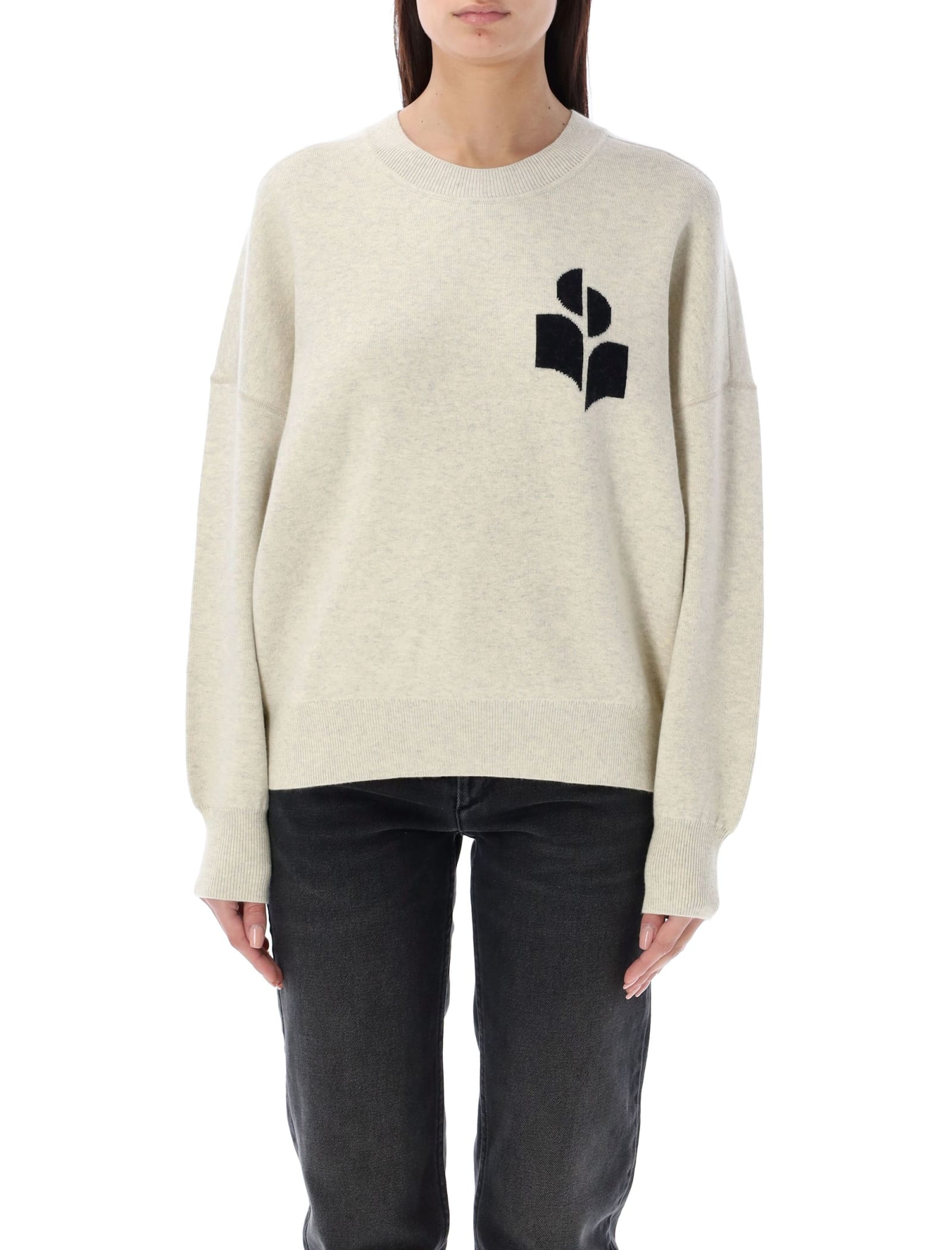 Isabel Marant Étoile Isabel Marant Etoile Marisans Sweater With Logo Intarsia In Light Grey