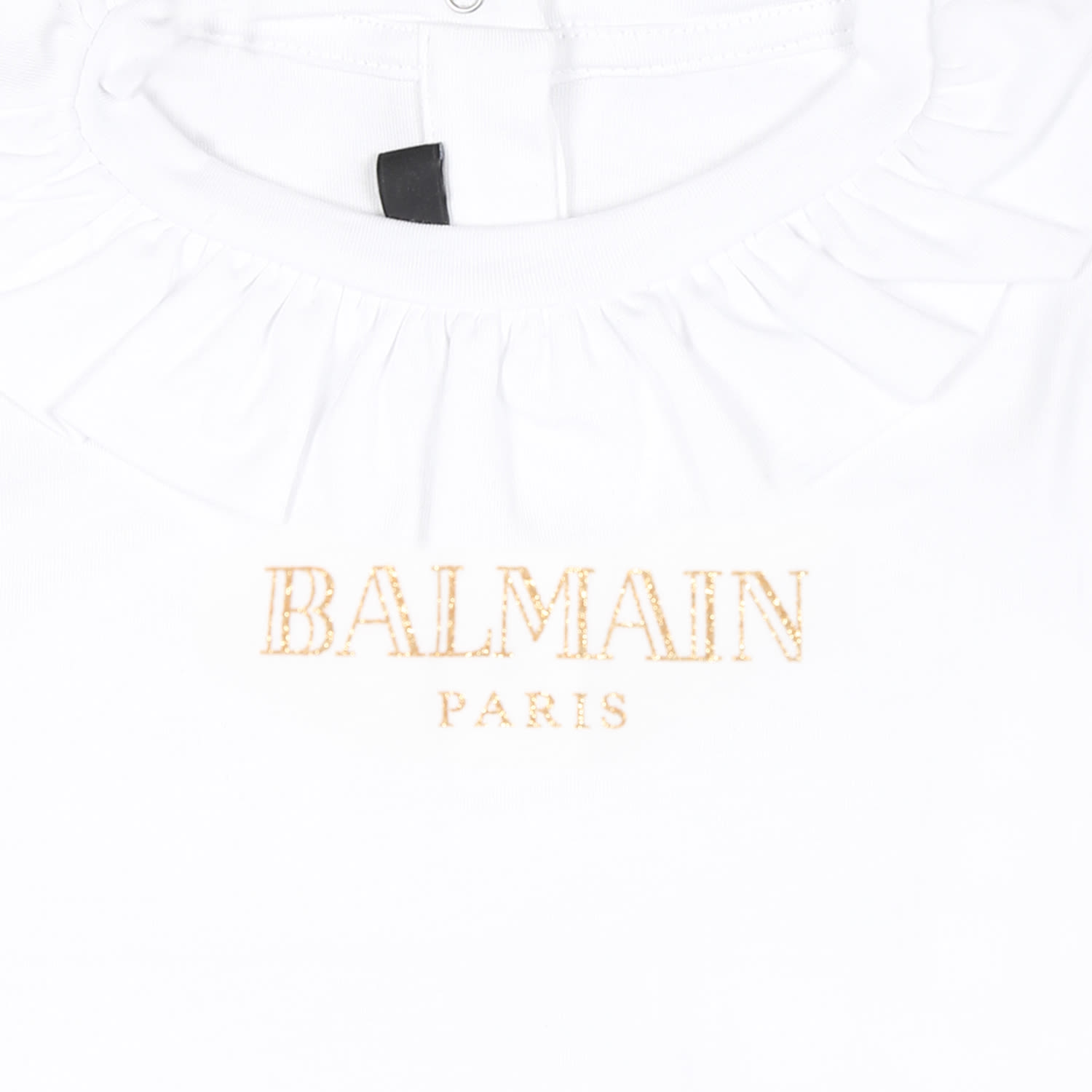 Balmain White T-shirt For Baby Girl With Logo In White