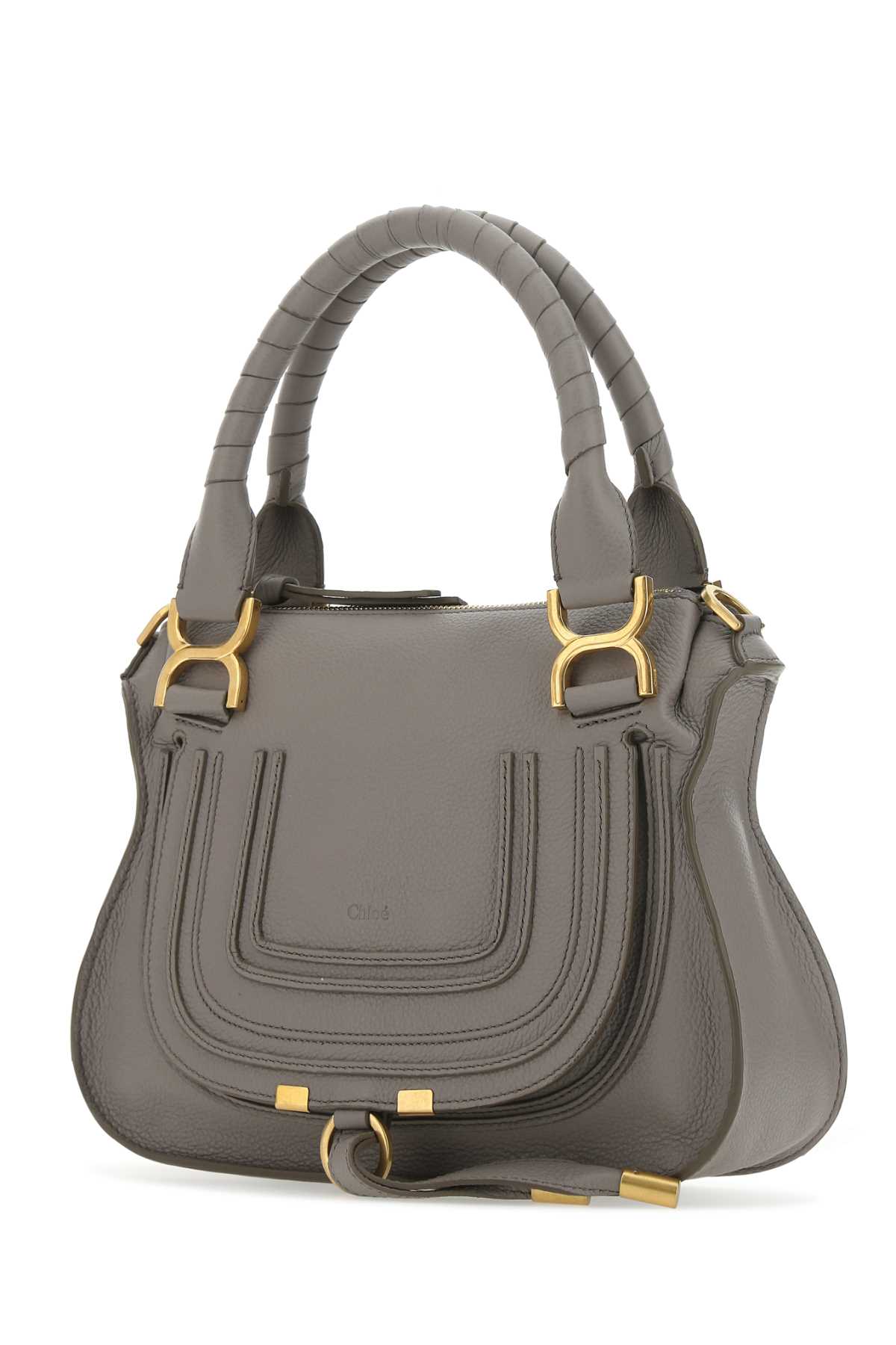 Chloé Grey Leather Small Marcie Handbag In 053
