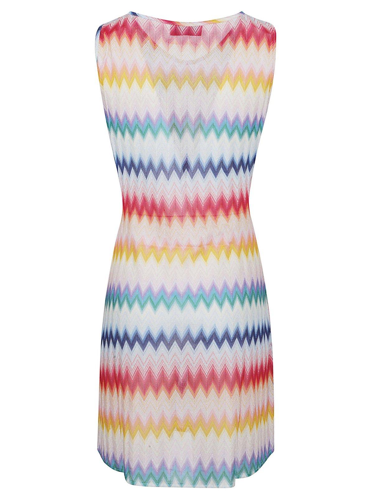 Shop Missoni Zigzag Printed Twist Detailed Mini Dress In Multicolor