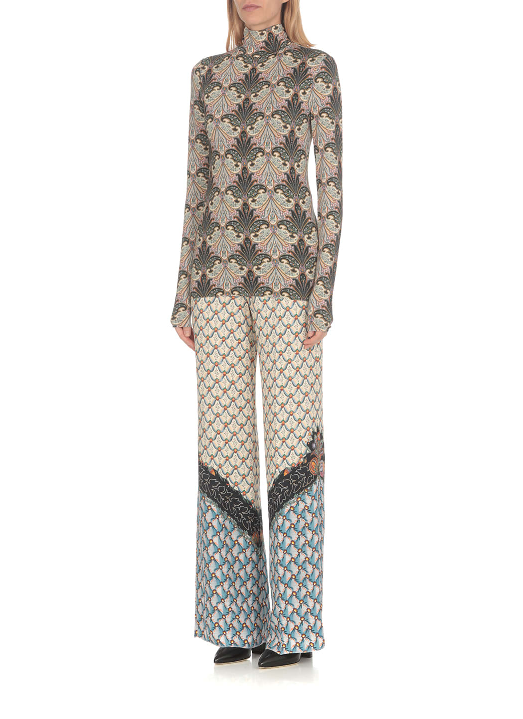 Shop Etro Turtleneck With Paisley Pattern In 001