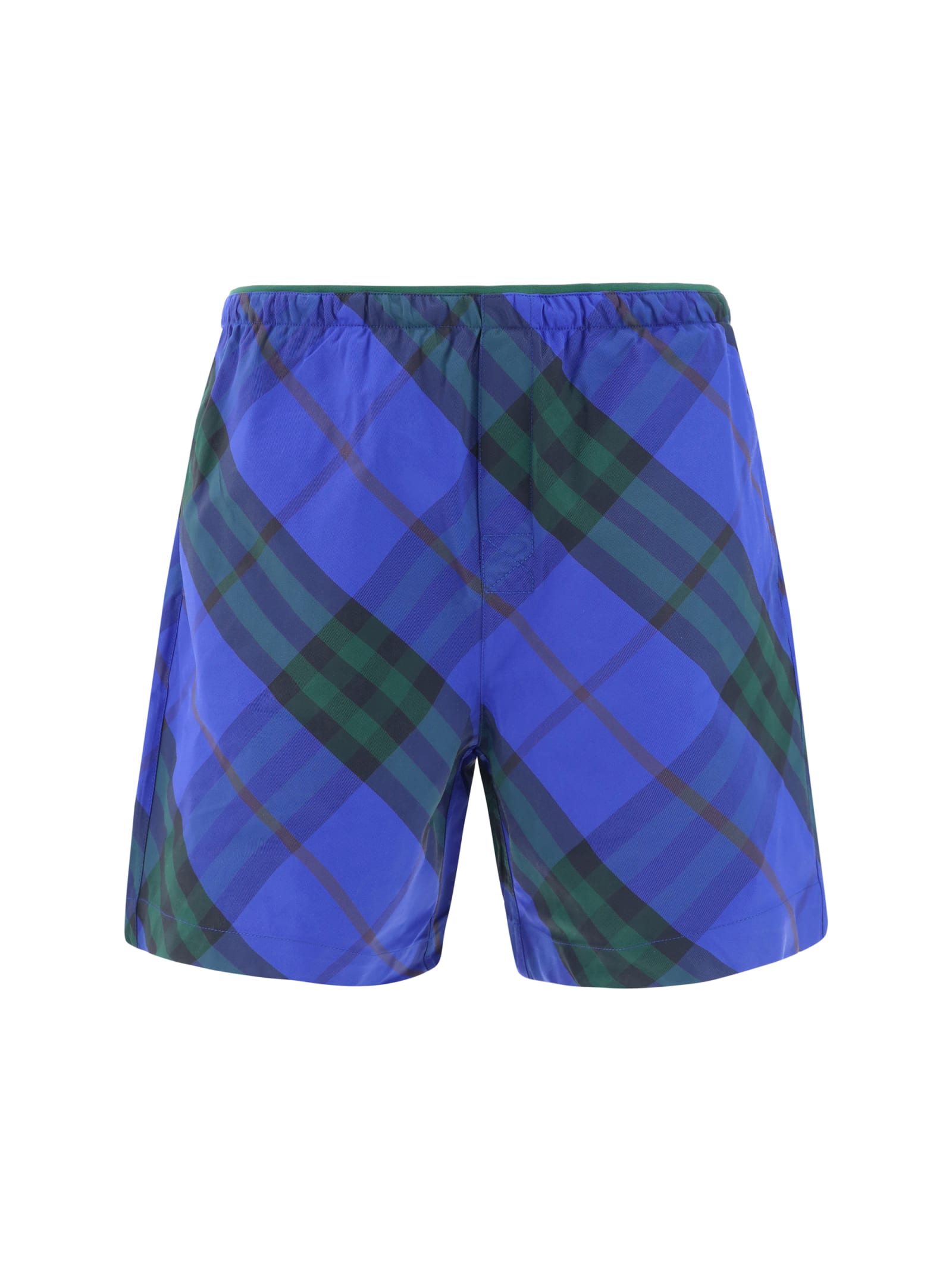 Shop Burberry Checkered Knee-length Twill Swim Shorts In Knight Ip Check