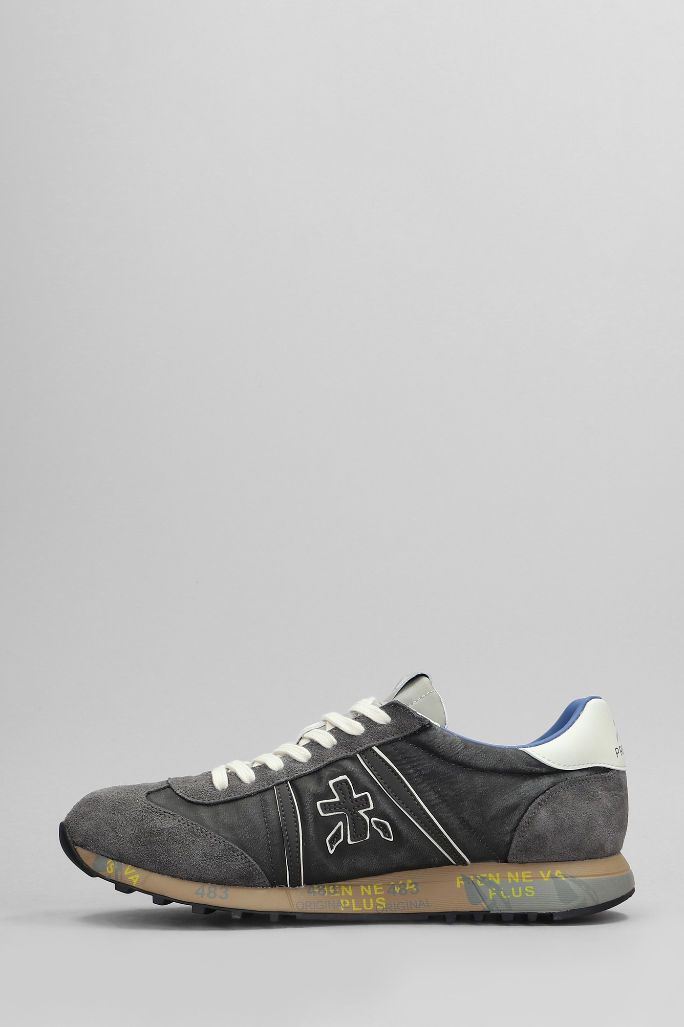 Shop Premiata Lucy Sneakers In Grey Suede And Fabric