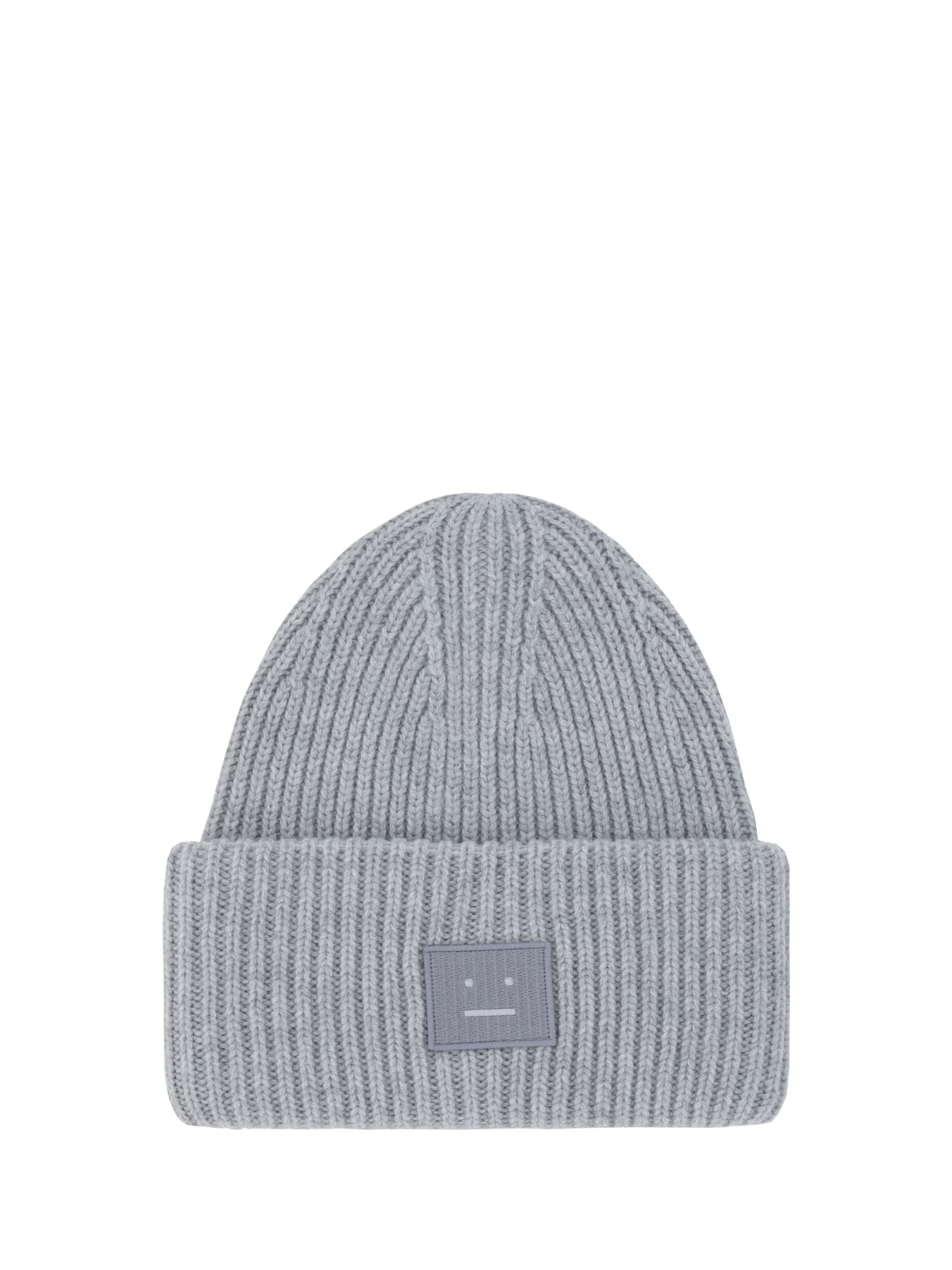 Shop Acne Studios Hat In Light Grey Melange