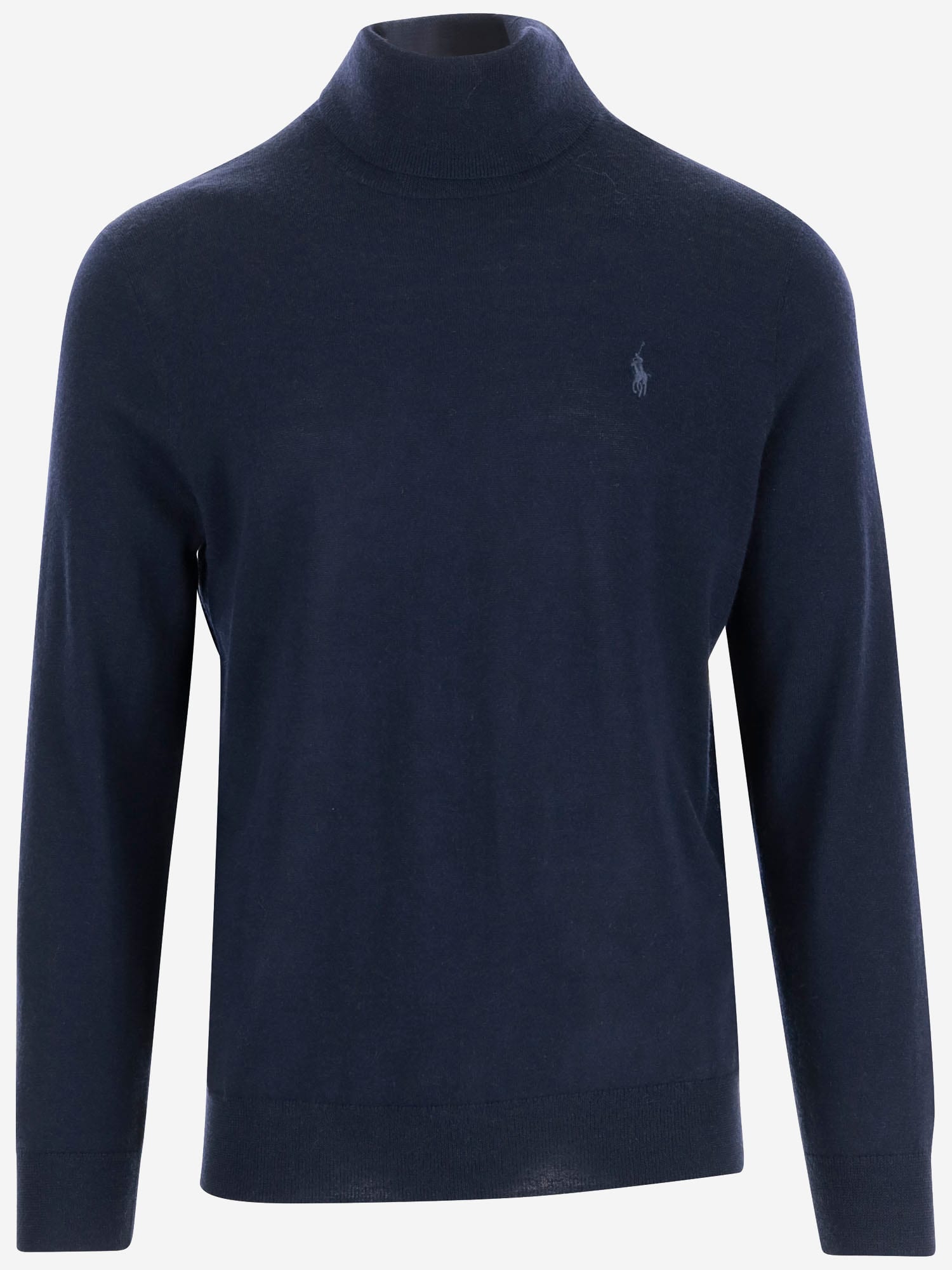 Shop Polo Ralph Lauren Wool Pullover With Logo In Blue