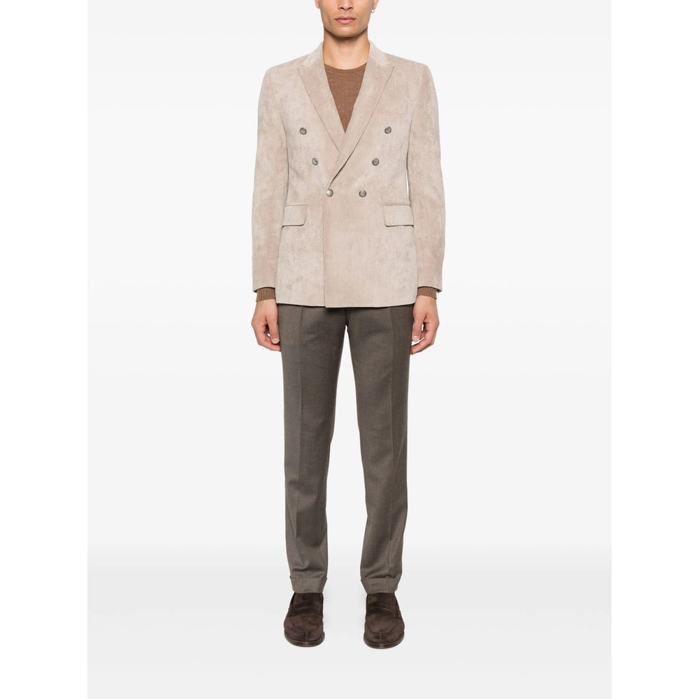 Reveres 1949 Double-breasted Corduroy Jacket In Neutral