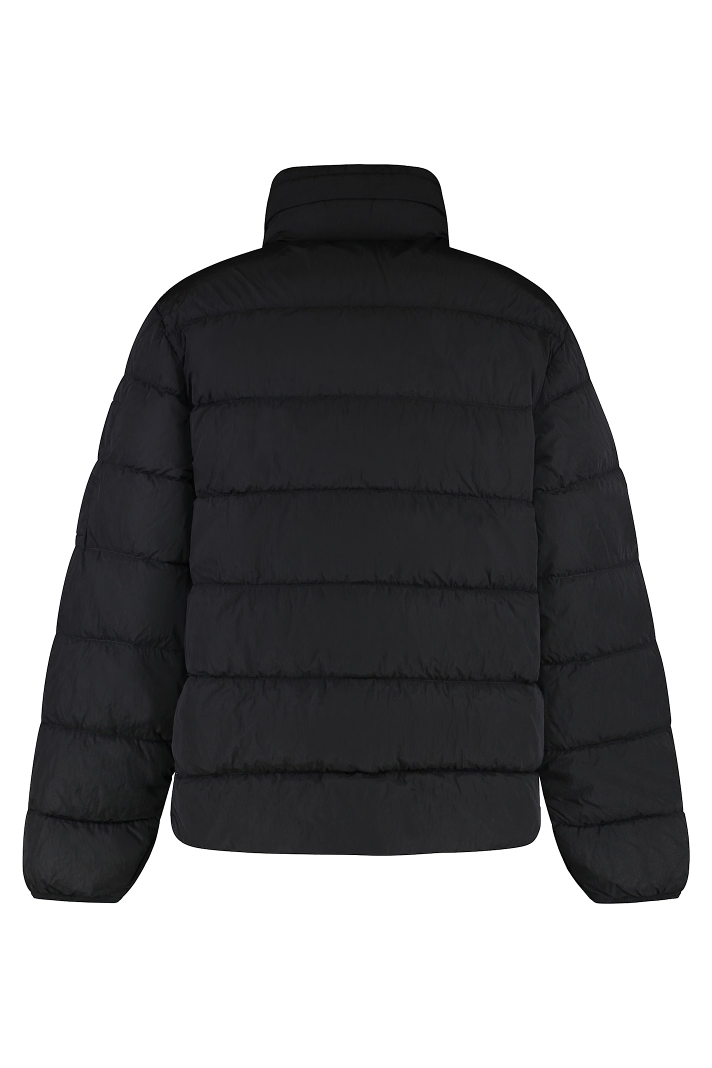 C.p. Company Oversized Zip-front Rain Jacket With Quilted Texture In Black