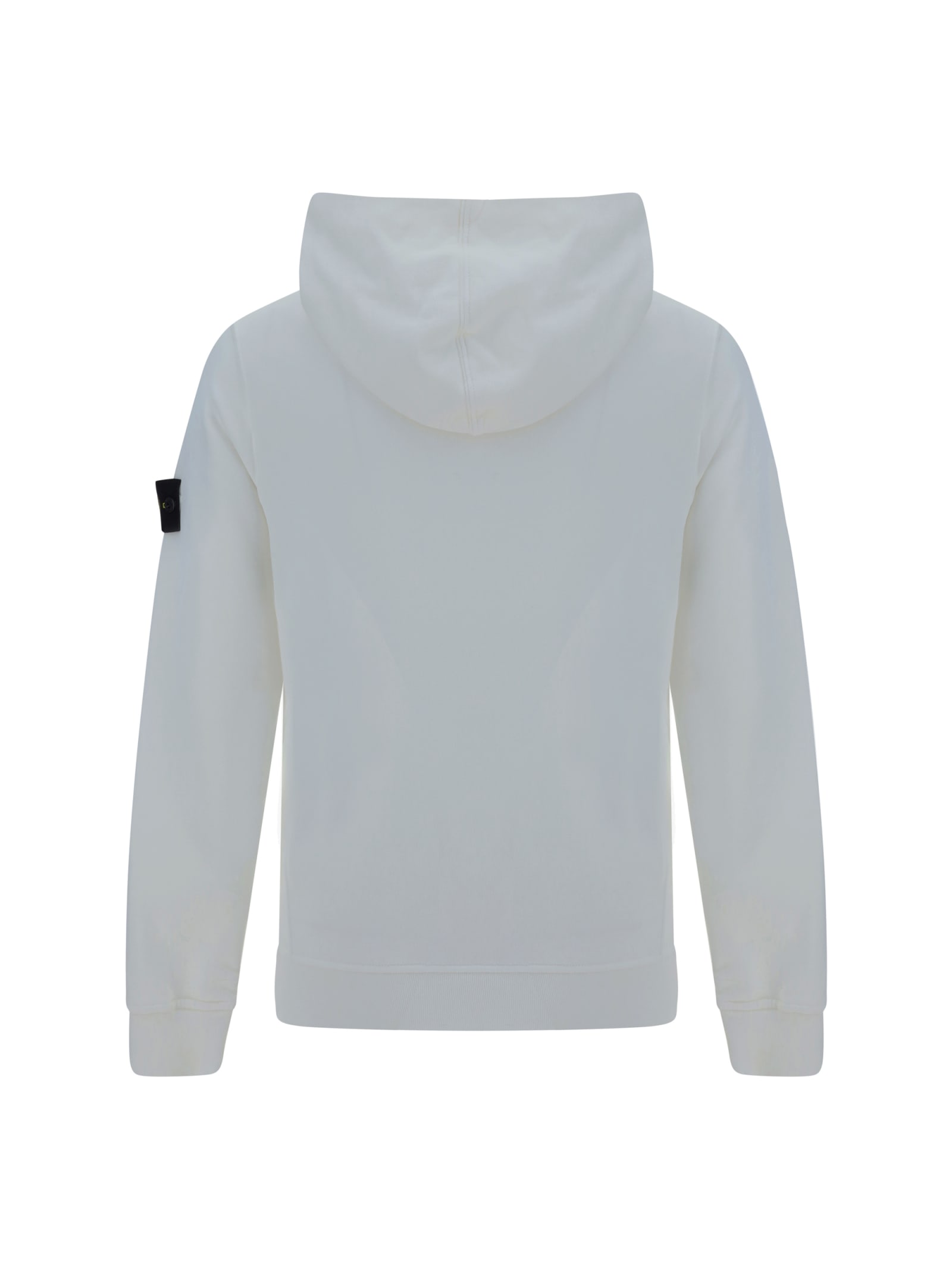 Shop Stone Island Hoodie In Bianco