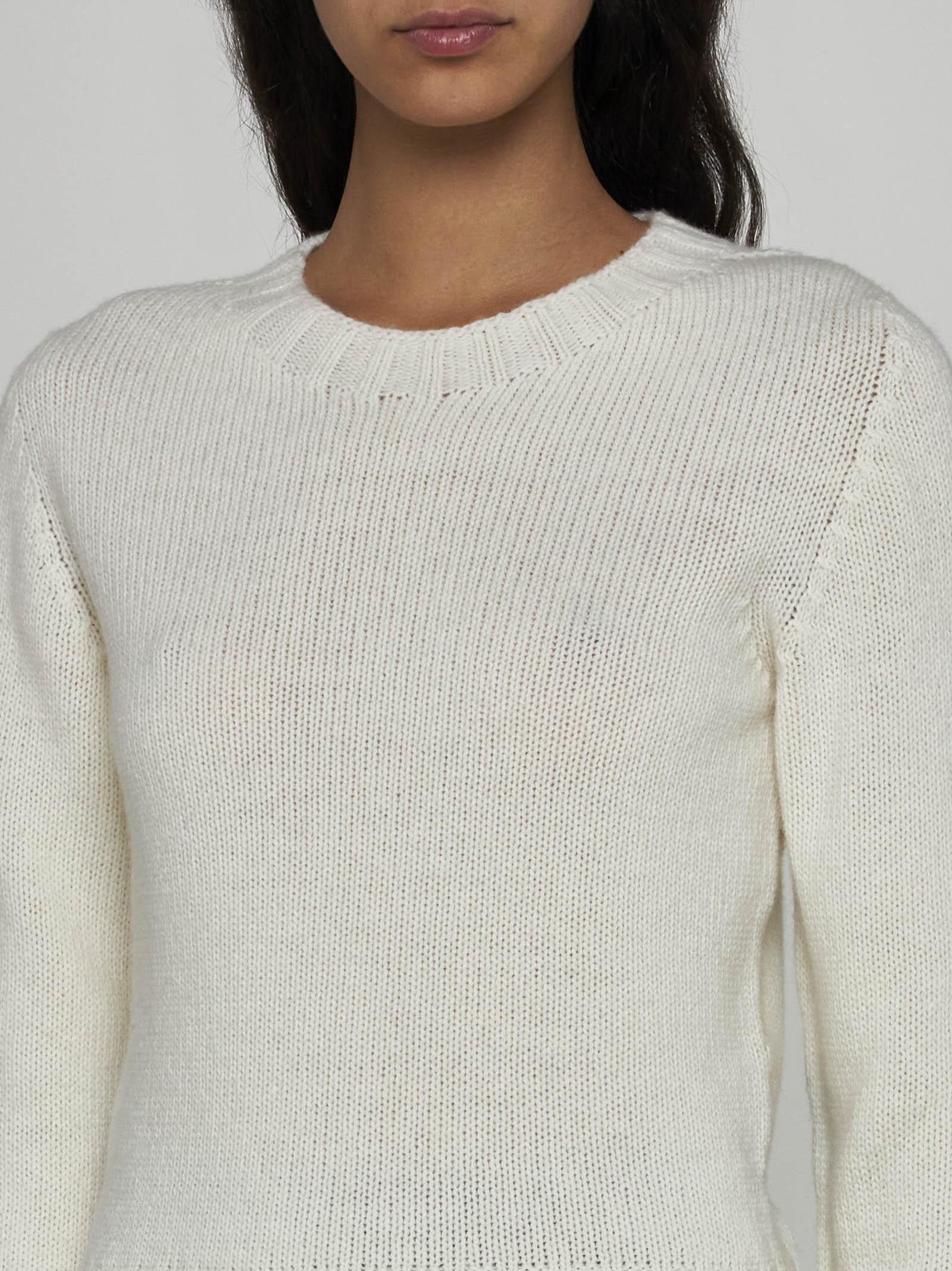 Shop Palm Angels Logo Wool-blend Sweater In White