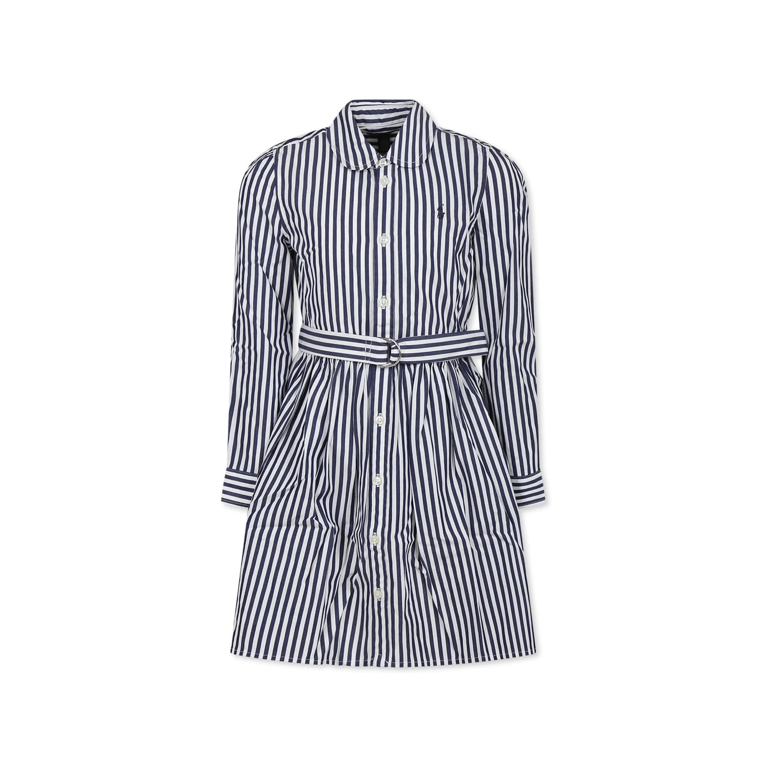 Polo Ralph Lauren Blue Dress For Girl With Horse In Blue