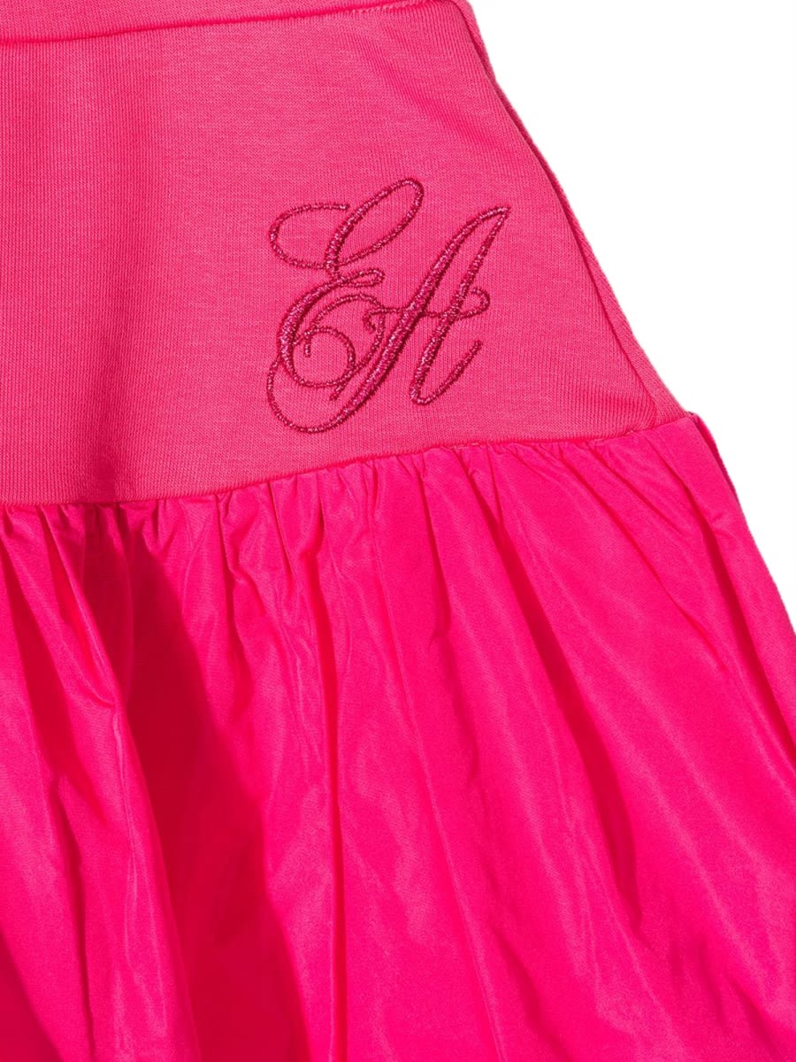 Emporio Armani Logo-embroidered Flared Mini Skirt In Pink