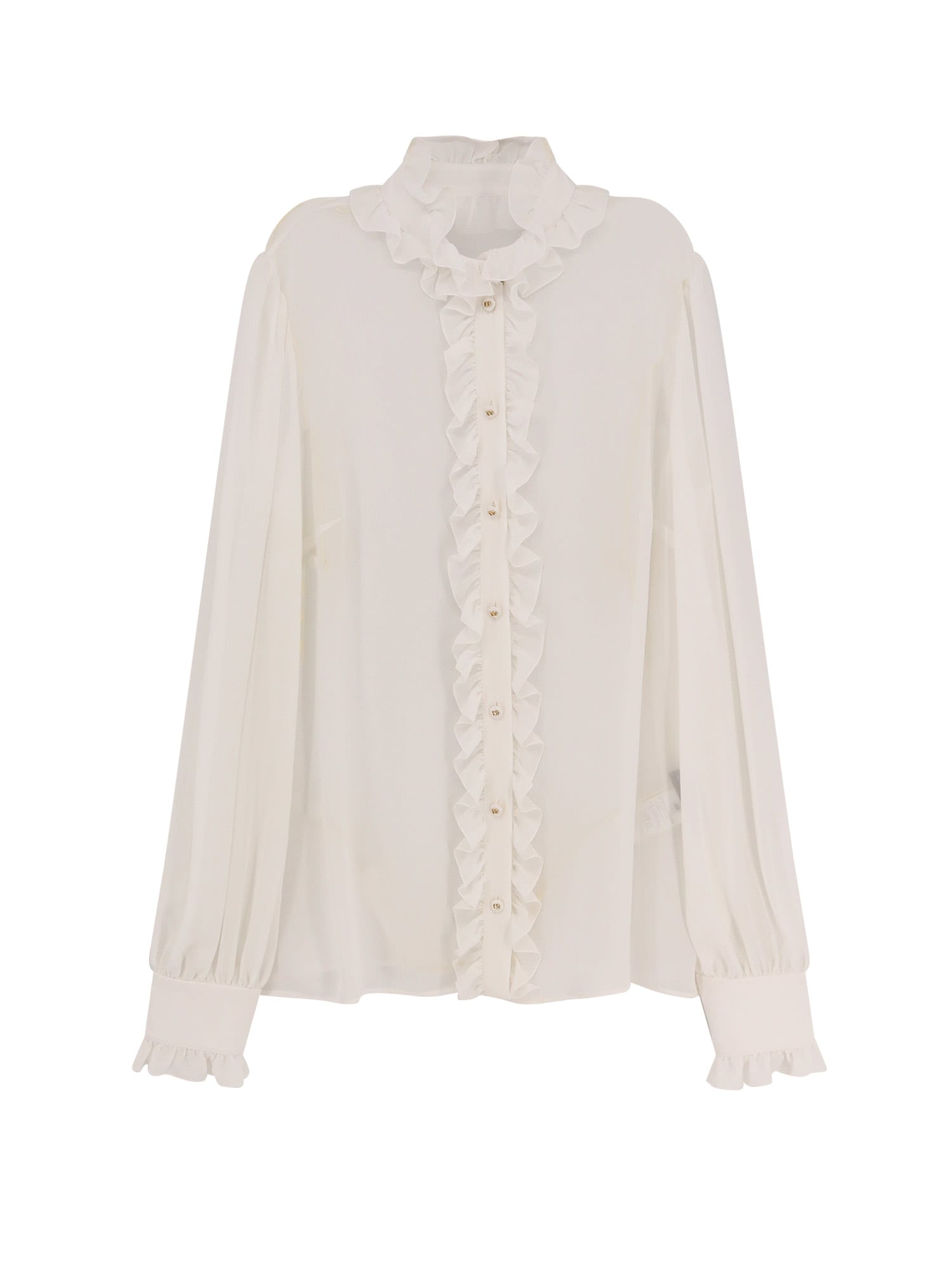 Dolce & Gabbana Silk Shirt With Rouches Detail