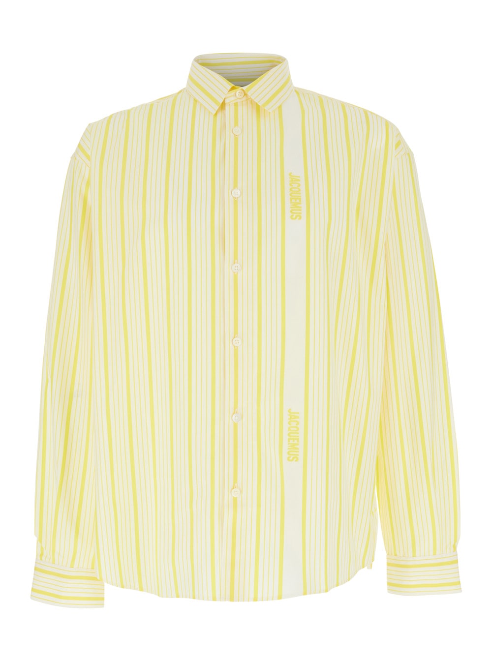 Jacquemus La Chemise Simon Beige Shirt With Classic Collar And All-over Striped Motif In Cotton Man In Beige