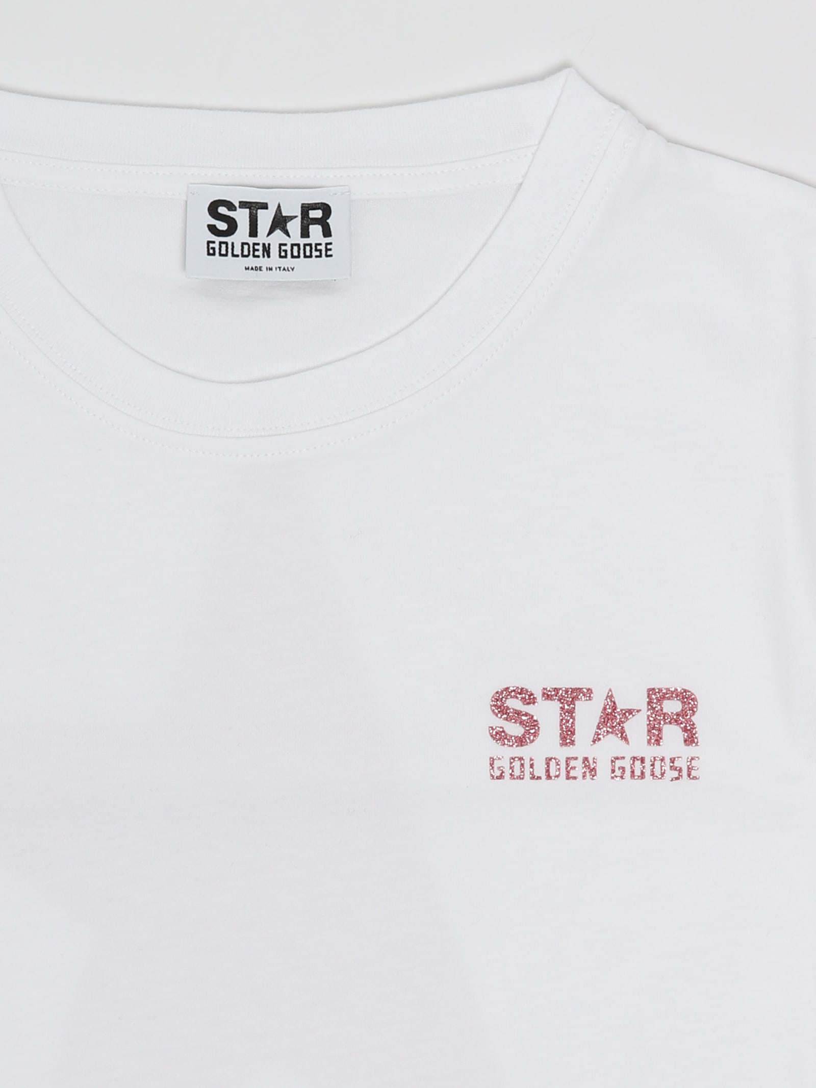 Shop Golden Goose T-shirt T-shirt In Bianco-rosa