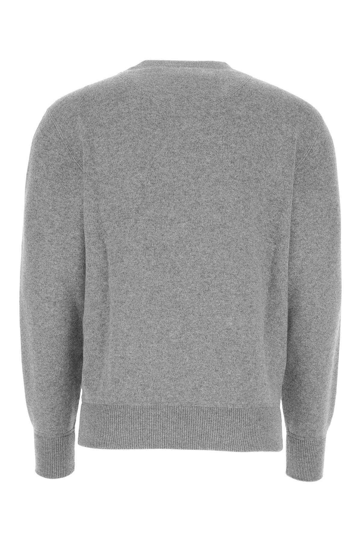Prada Melange Grey Stretch Cashmere Blend Sweater In Grigio