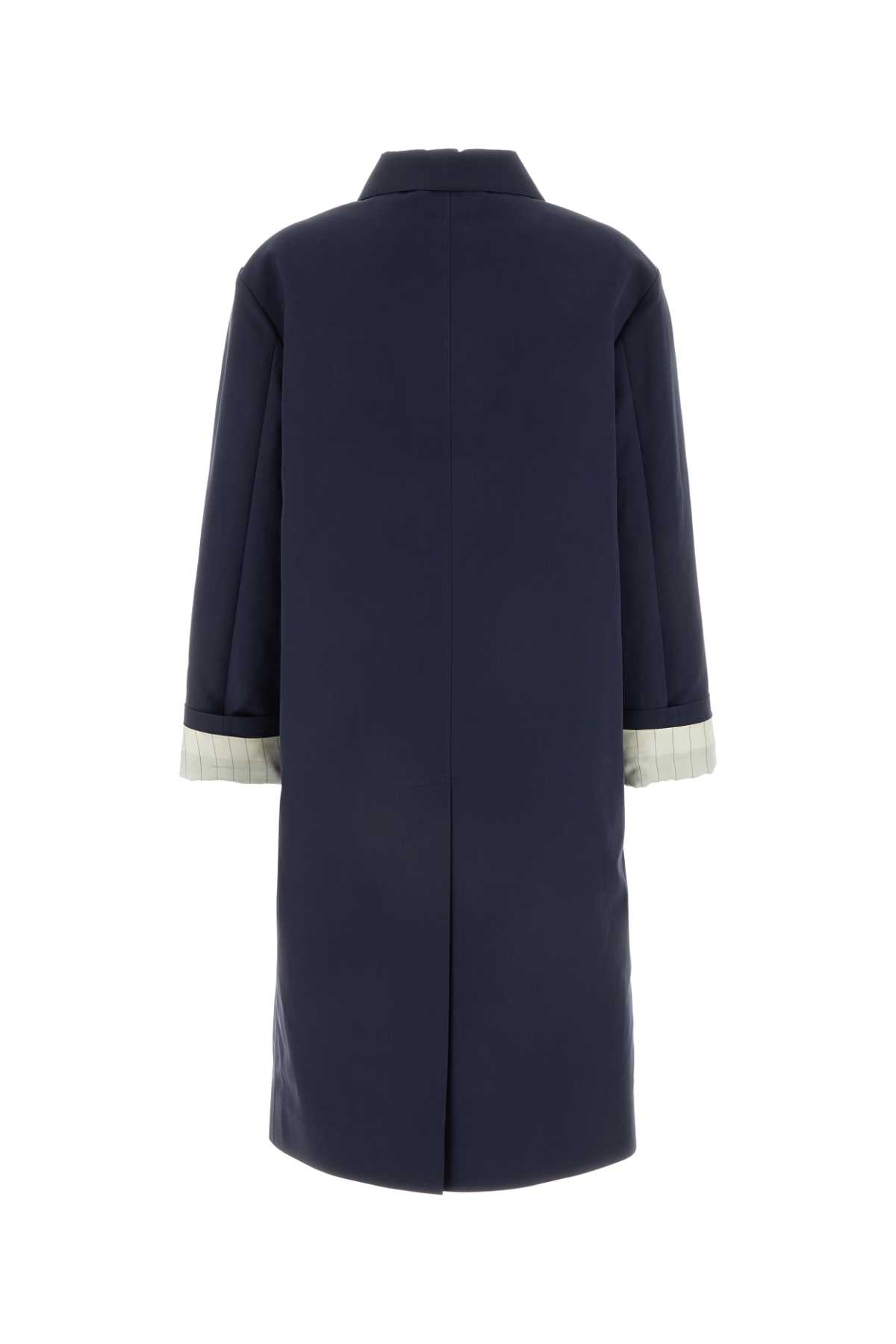 Shop Miu Miu Navy Blue Cotton Trench Coat In Bleu