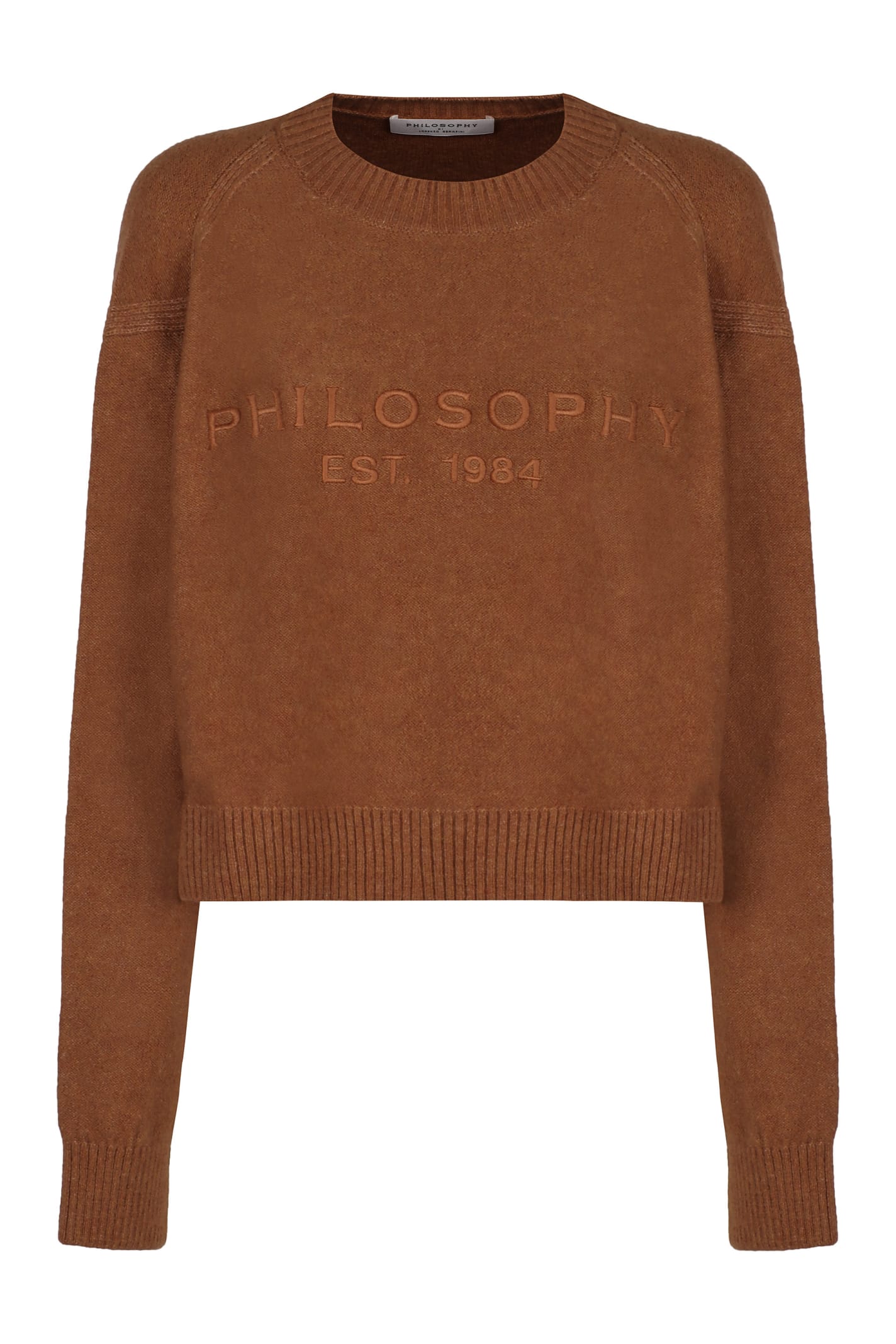 Shop Philosophy Di Lorenzo Serafini Long Sleeve Crew-neck Sweater In Camel