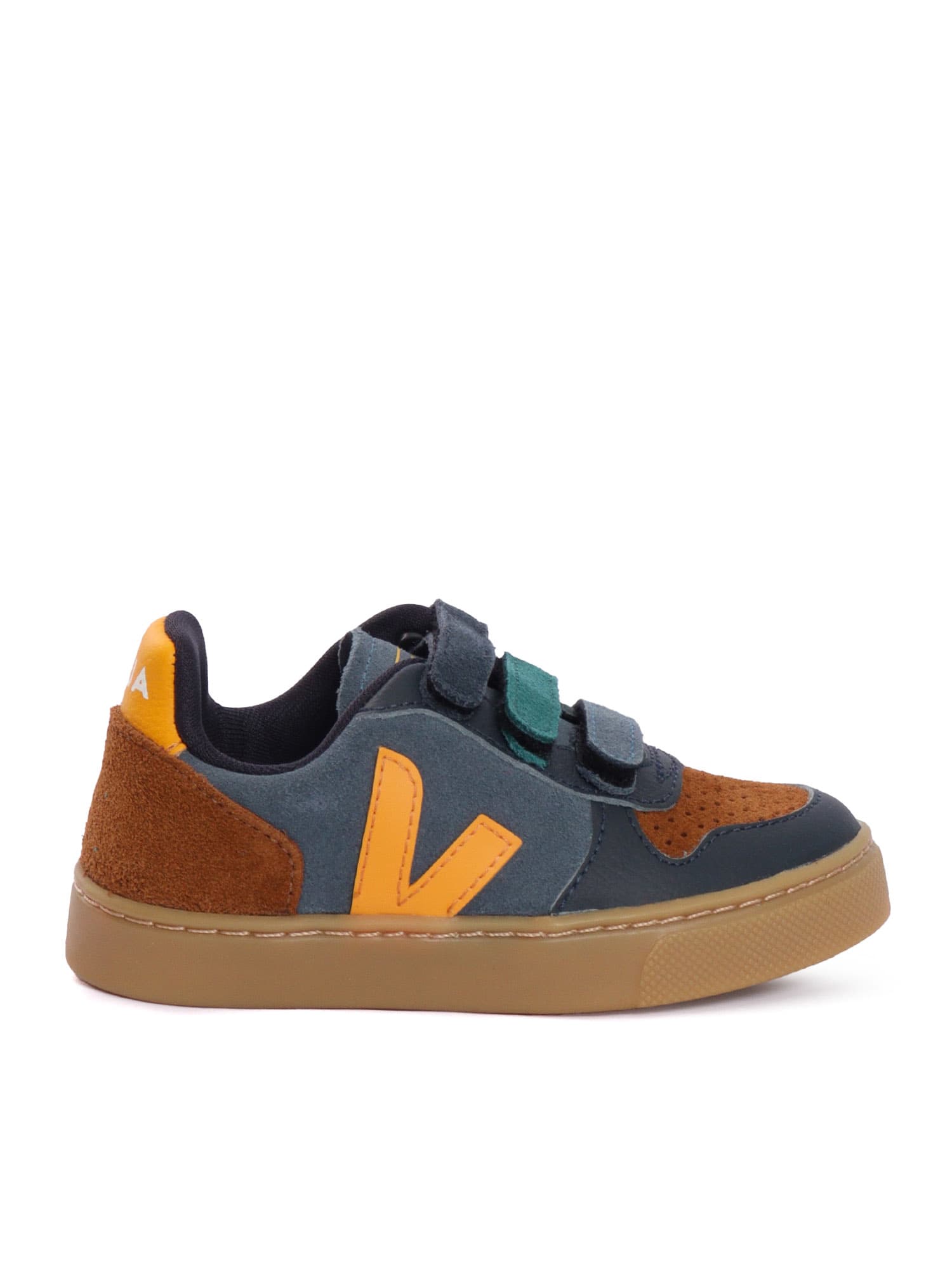 Veja Small V-10 Suede Calif_ouro_natural Sneakers In Gray