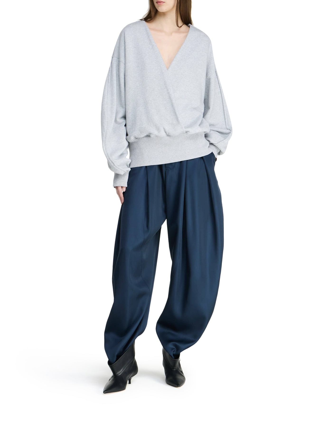 Jw Anderson Grey Cotton Wrap Sweatshirt In Grey