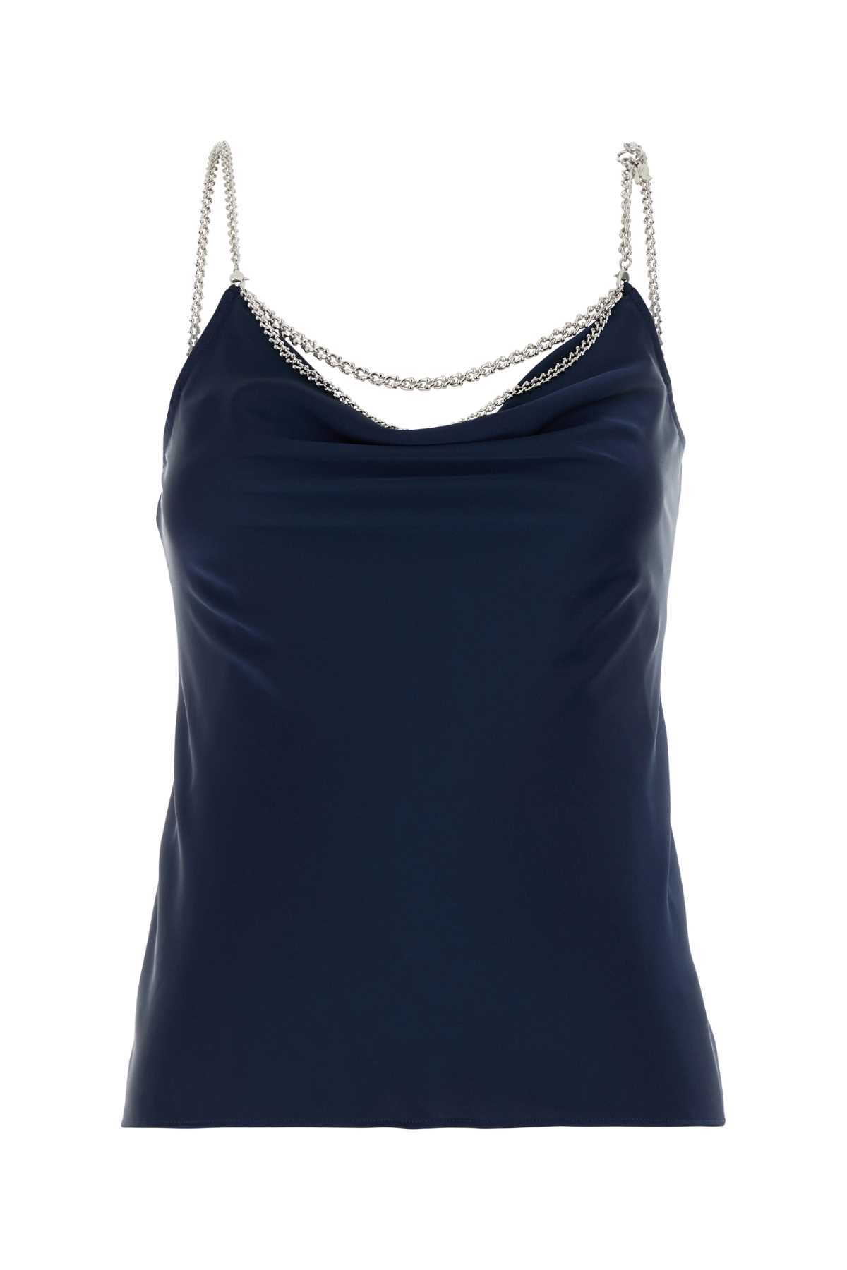 Shop Rabanne Blue Satin Tank Top In Deepnavy