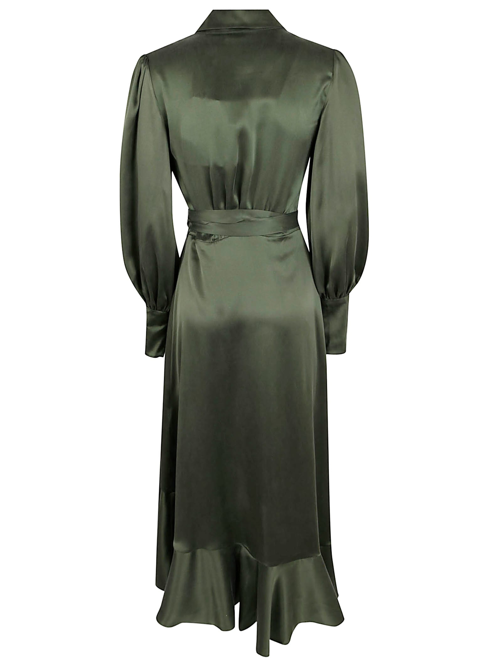Zimmermann Silk Wrap Midi Dress In Green