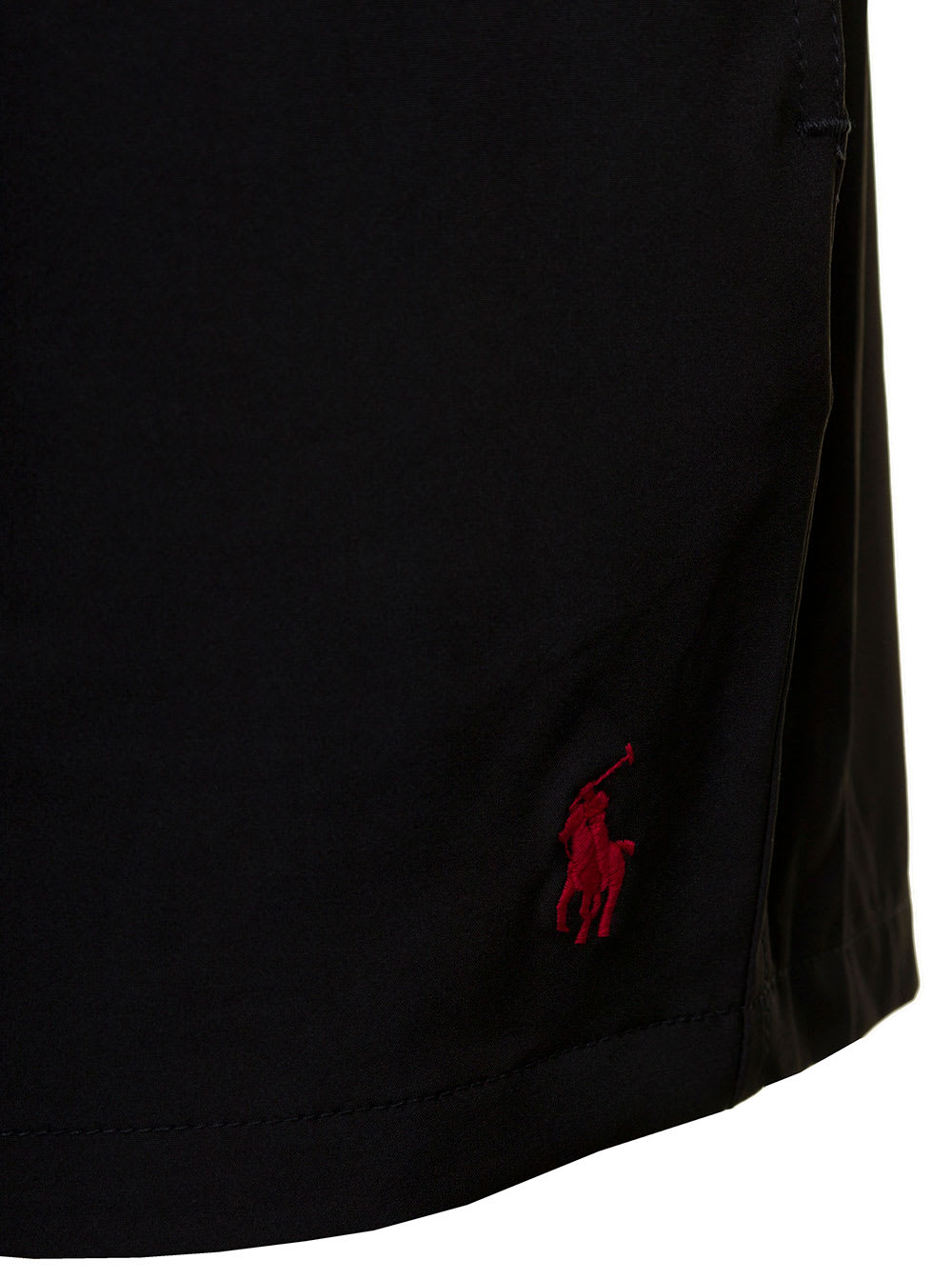 Shop Polo Ralph Lauren Black Swim Trunks With Embroidered Logo And Logo Patch In Nylon Man