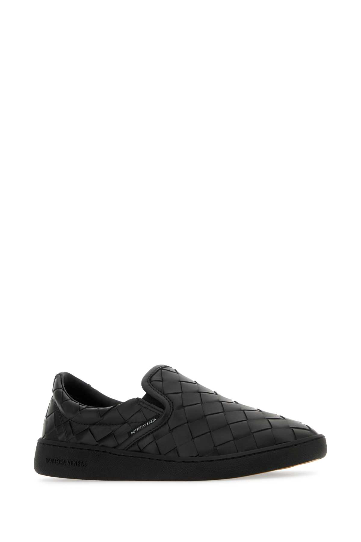 Shop Bottega Veneta Black Leather Sawyer Slip Ons