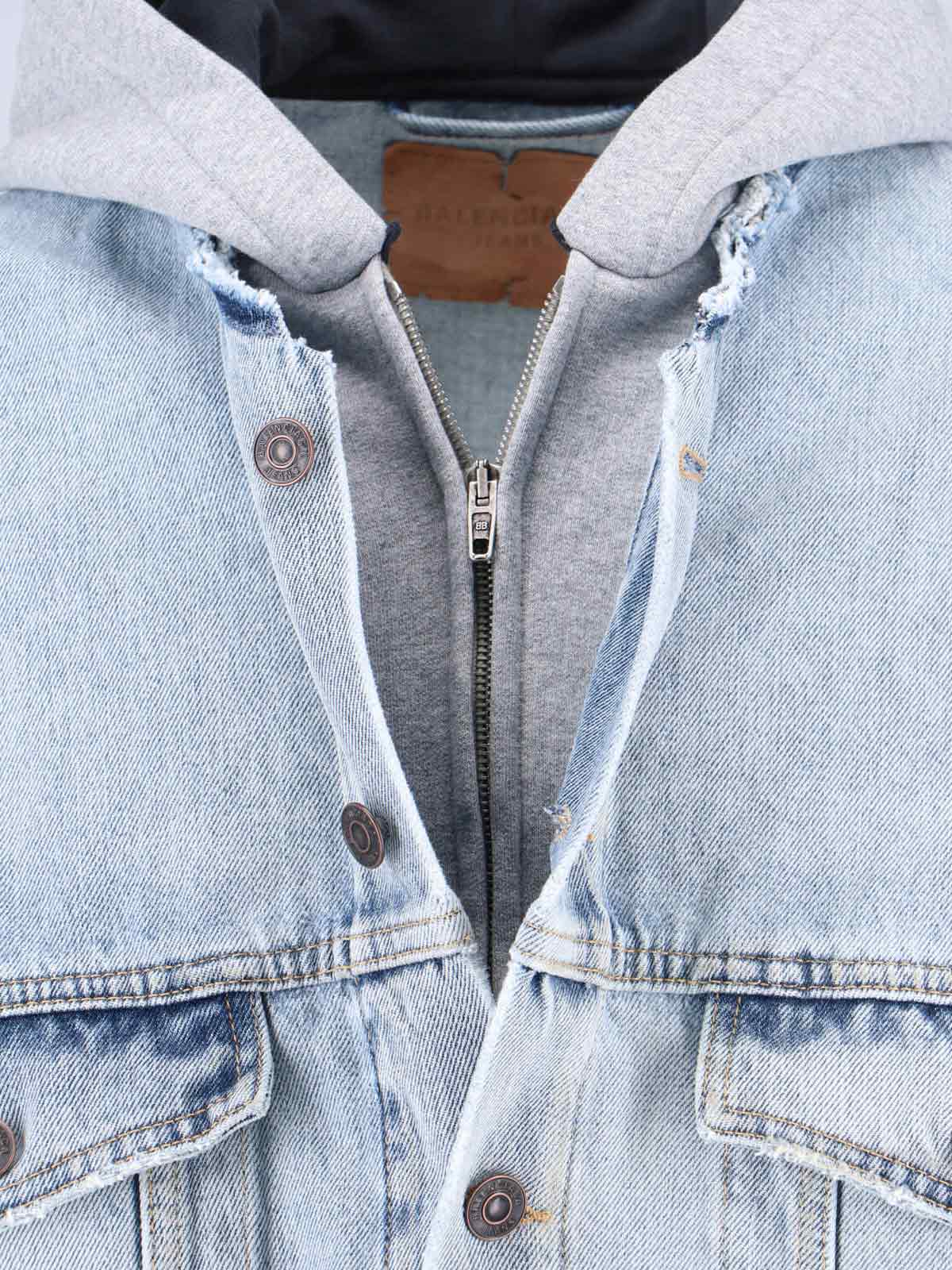 Balenciaga Cut-up Sweatshirt Jacket In Blue