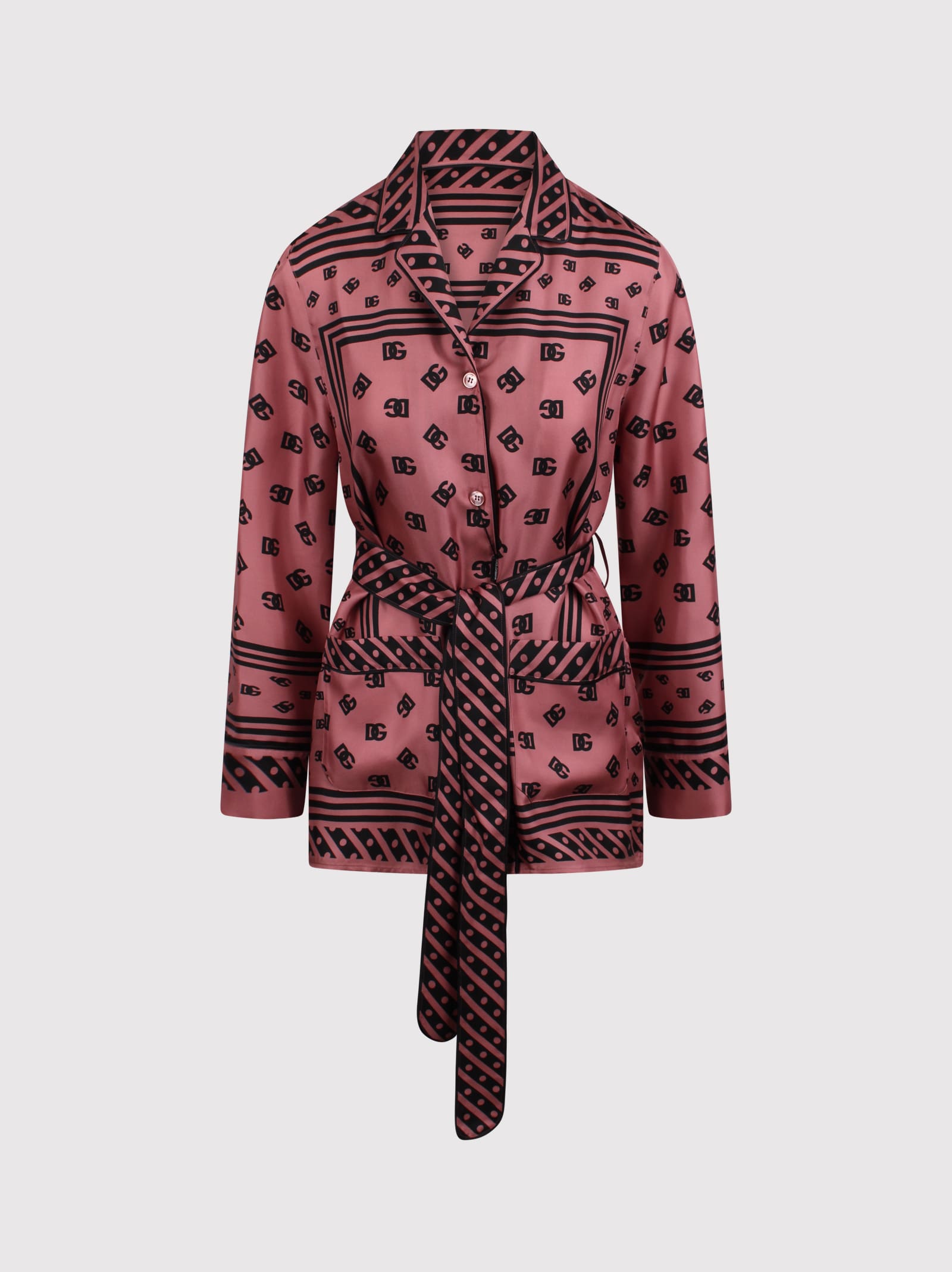 Dolce & Gabbana Pyjama Shirt With Allover Dg Logo Print