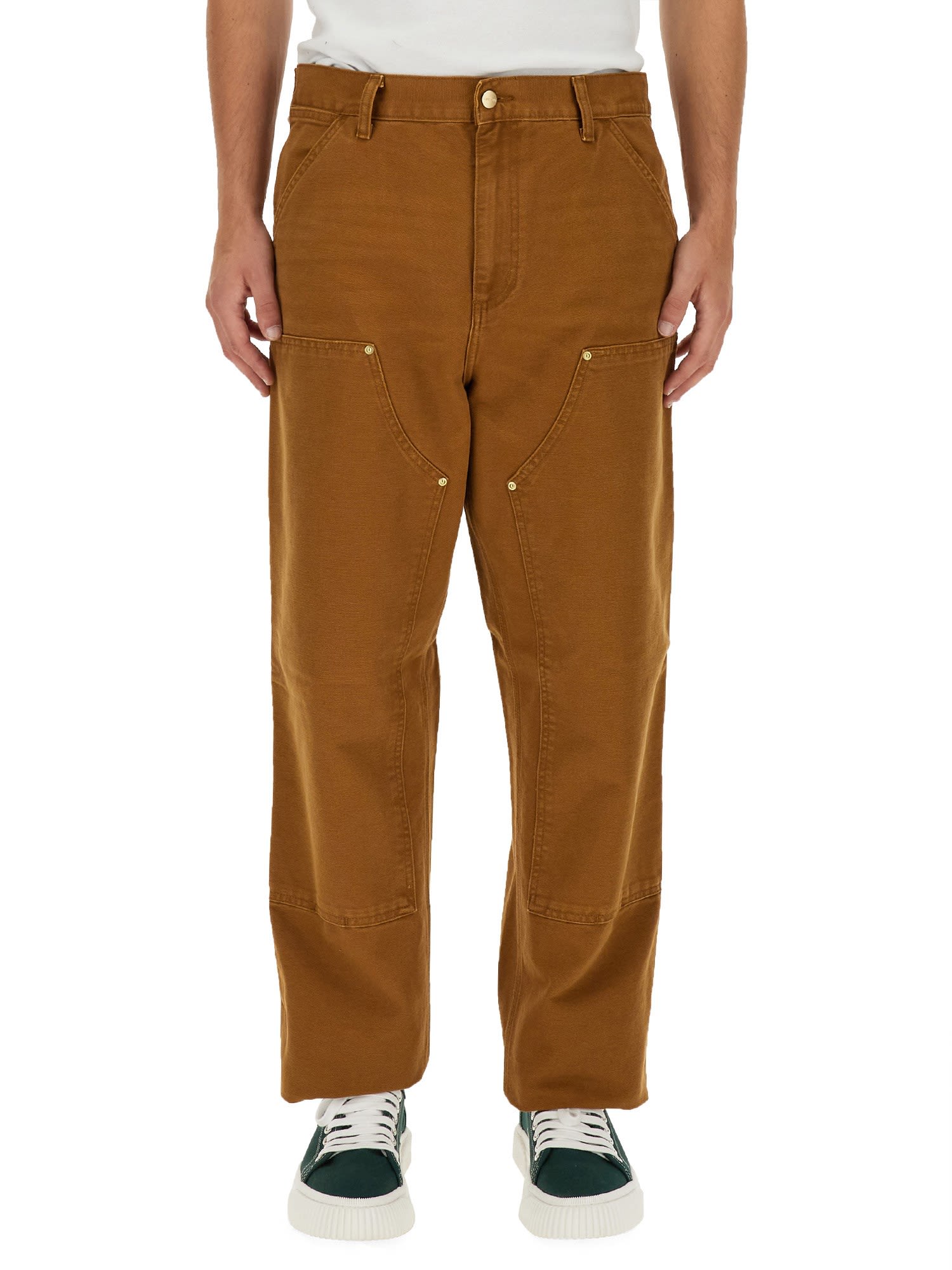 Shop Carhartt Double Knee Pant In Deep H Brown Aged Canvas