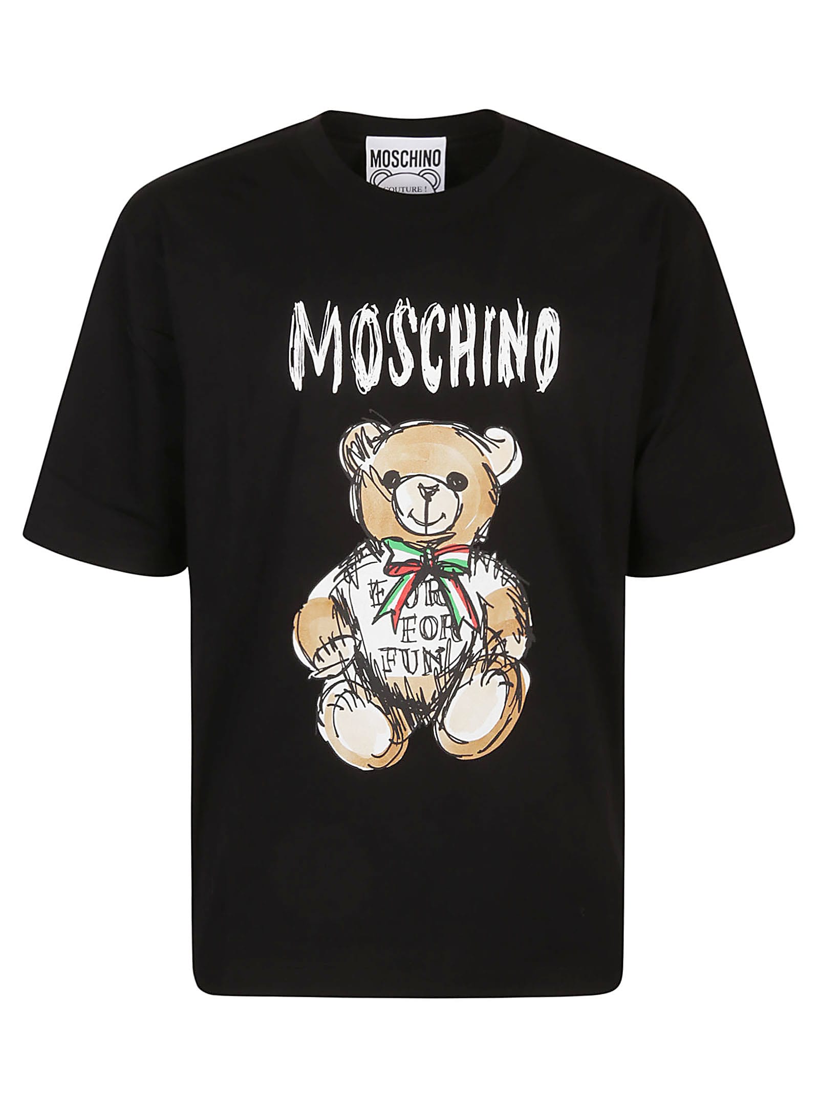 Shop Moschino Drawn Teddy Bear T-shirt In Nero Fantasia
