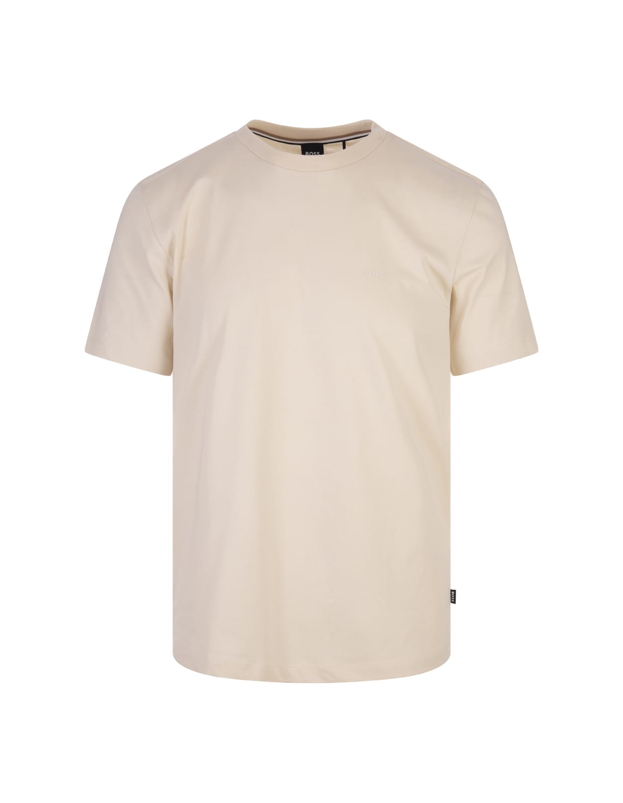 Hugo Boss Beige T-shirt With Rubber Printed Logo In Brown