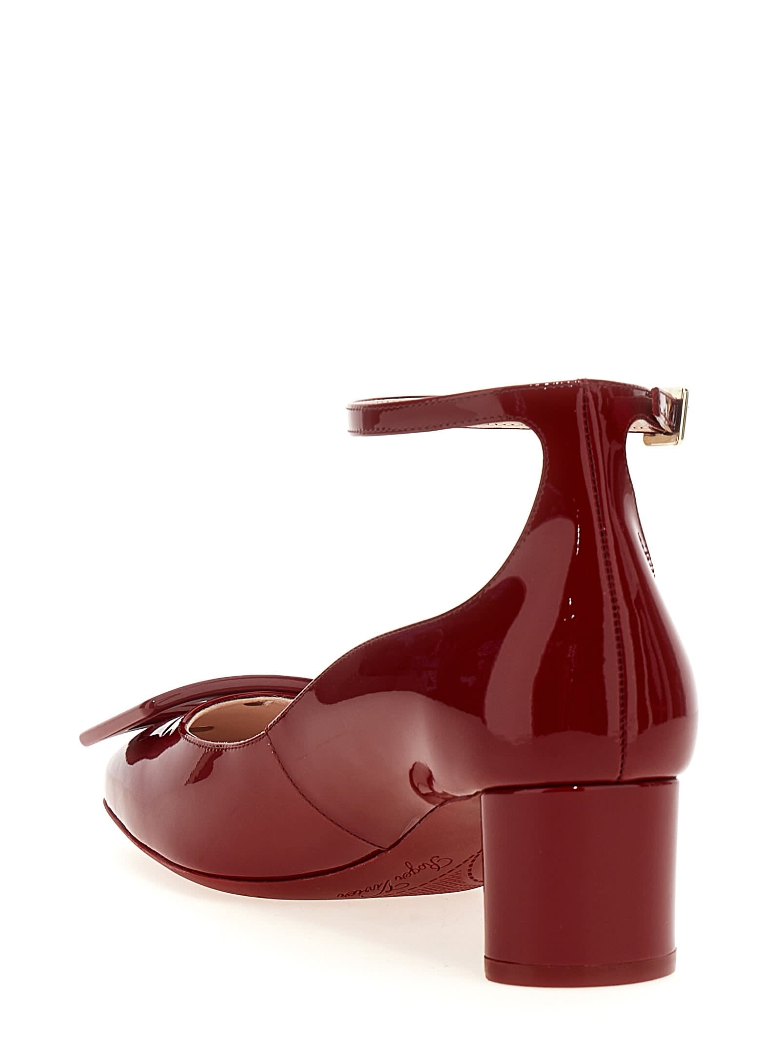 Roger Vivier Roundy Lacquered Ankle Strap Dec 45 Pumps In Red