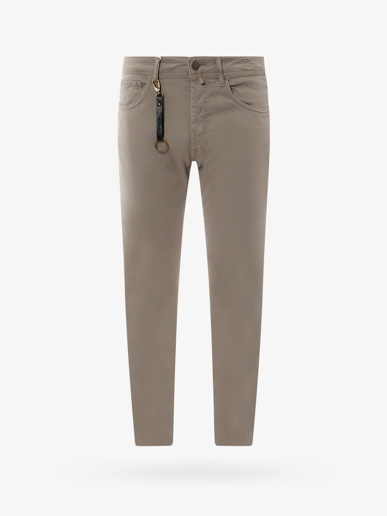 Incotex Stretch Cotton Trouser With Back Suede Logo Patch In Grey