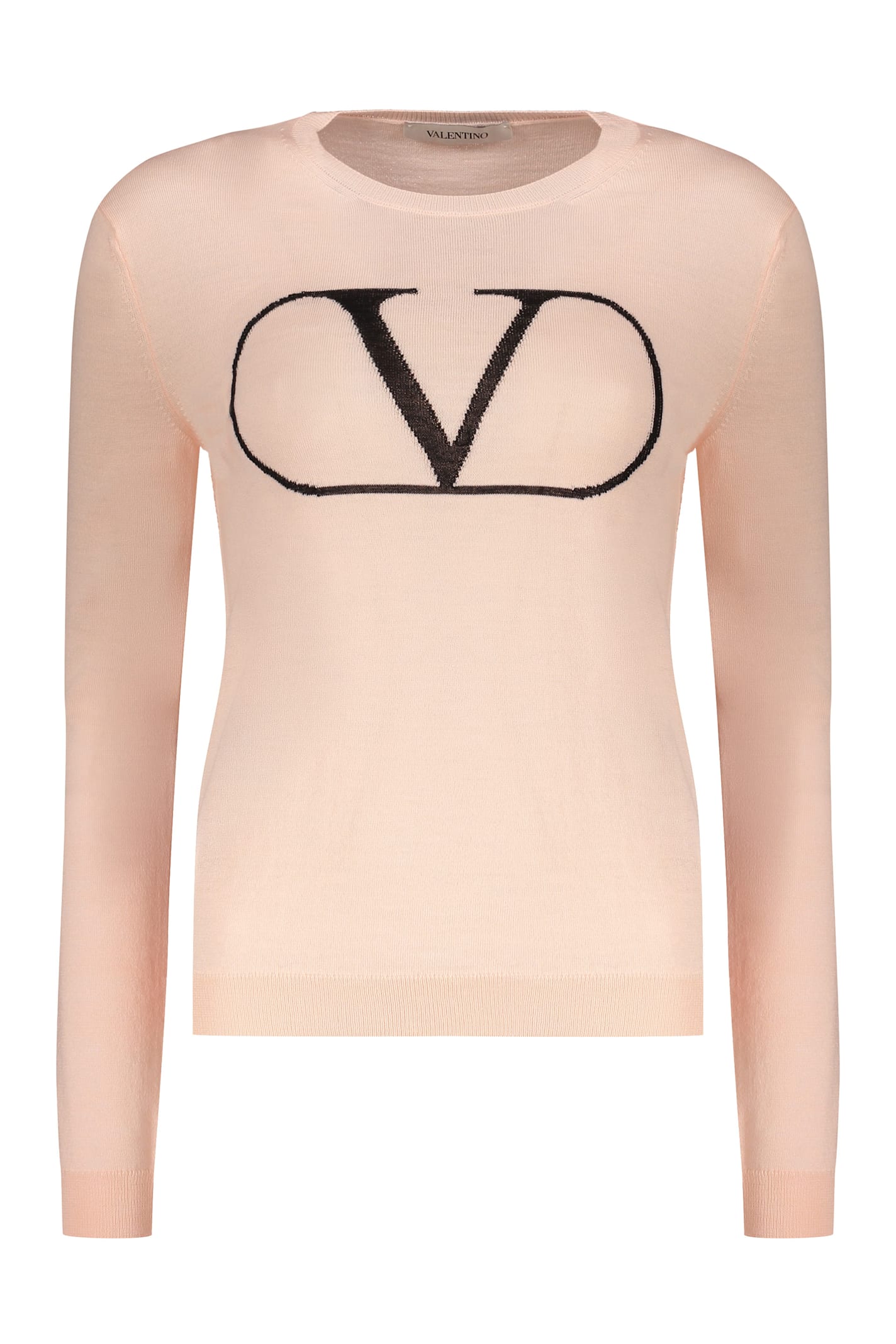 Valentino Long Sleeve Crew-neck Sweater In Neutral