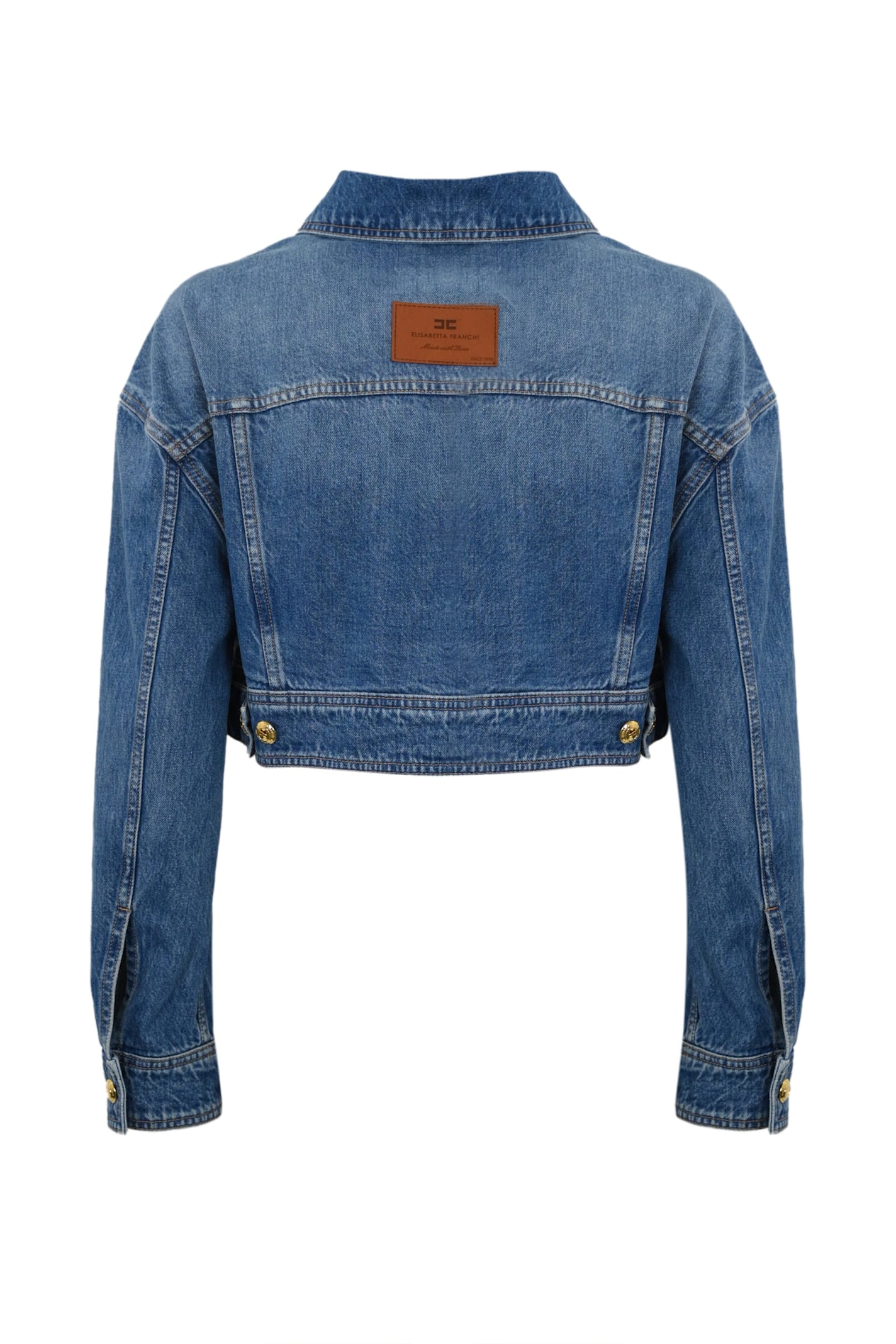Elisabetta Franchi Oversized Cropped Denim Jacket In Light Blue