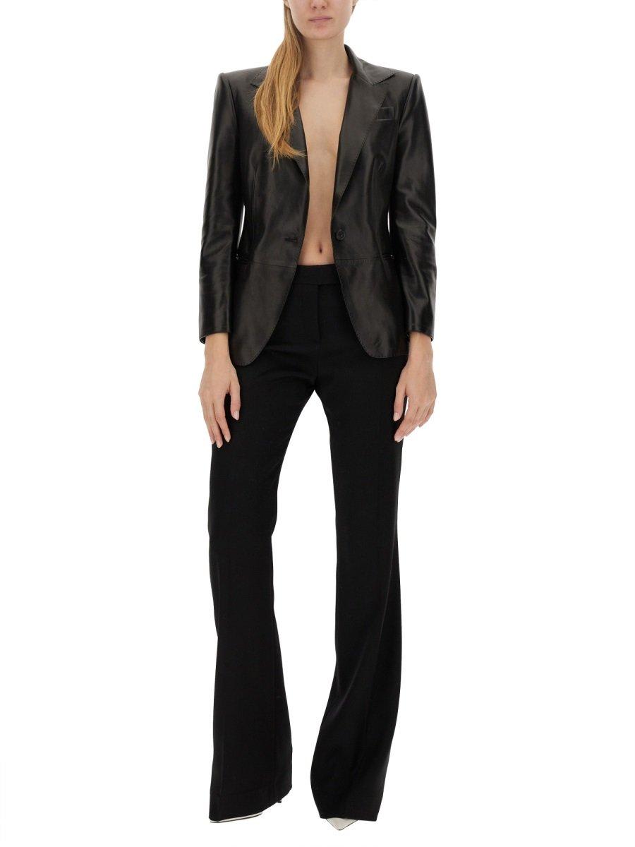 Shop Tom Ford Single-breasted Leather Jacket In Black