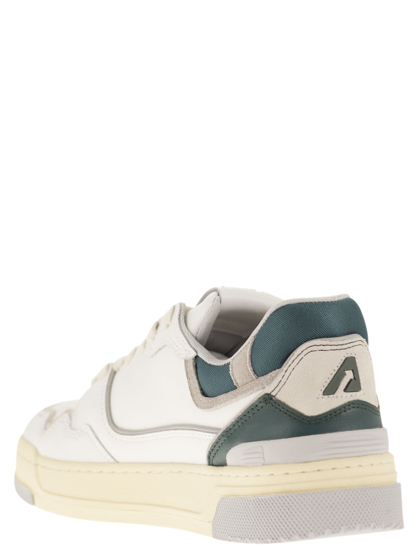 Shop Autry Clc - Leather Sneakers In White Forest