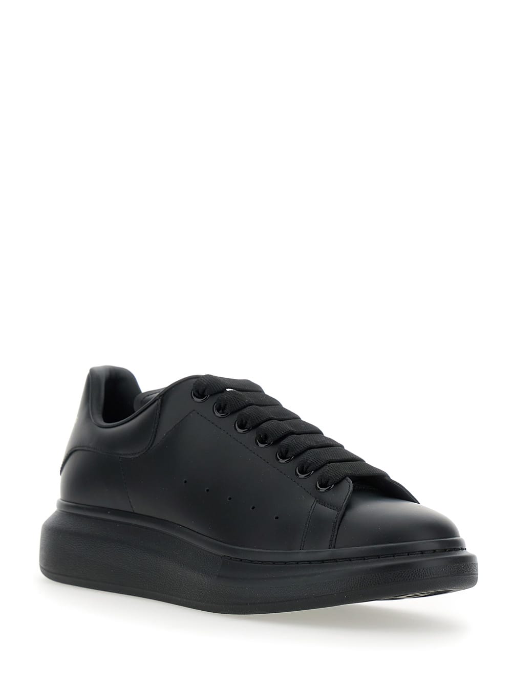 Alexander Mcqueen Men Black Oversize Sneakers With Logo Lettering On The Heel In Leather Man
