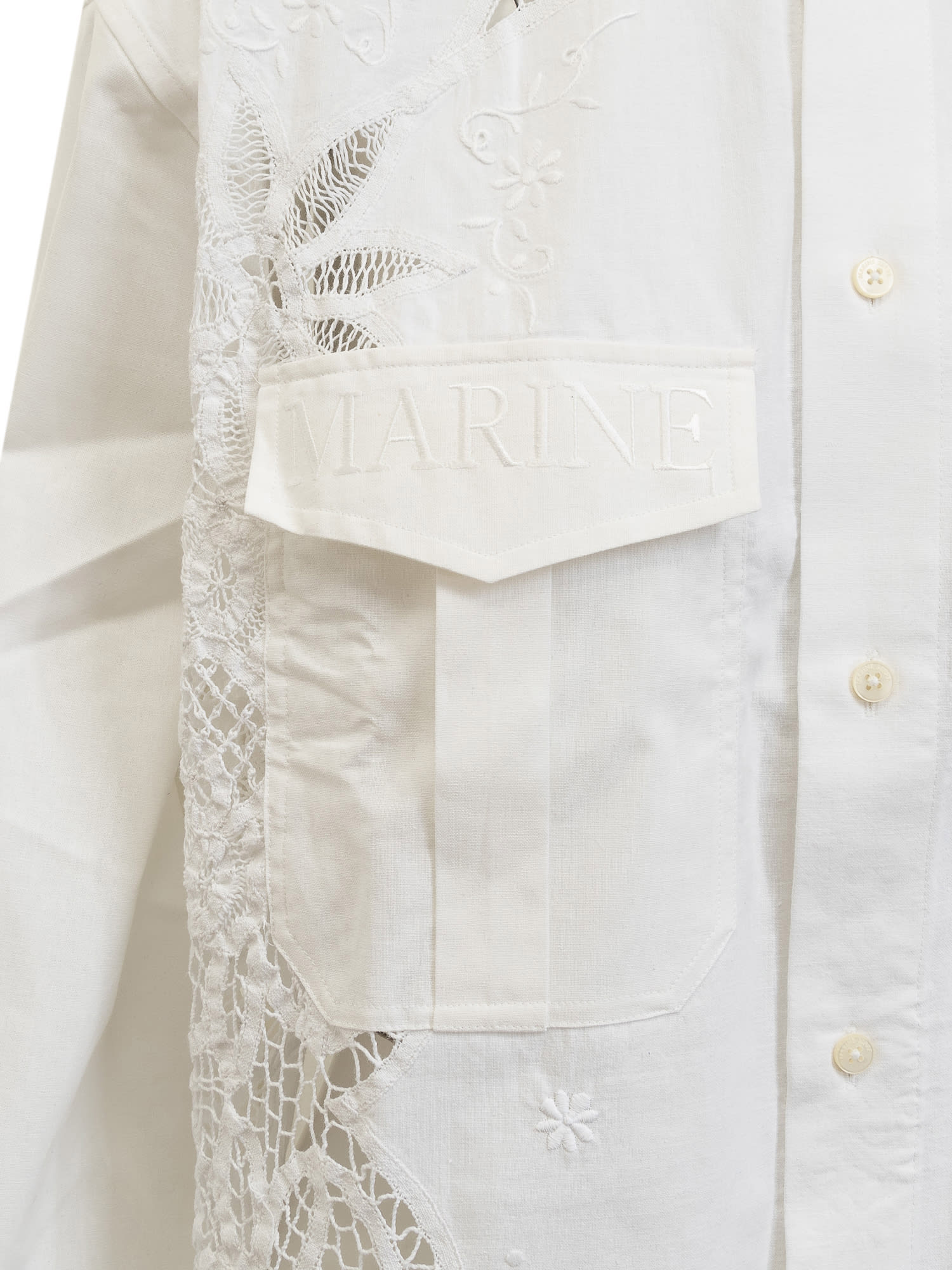 Shop Marine Serre Shirt With Embroidery And Logo In Off White