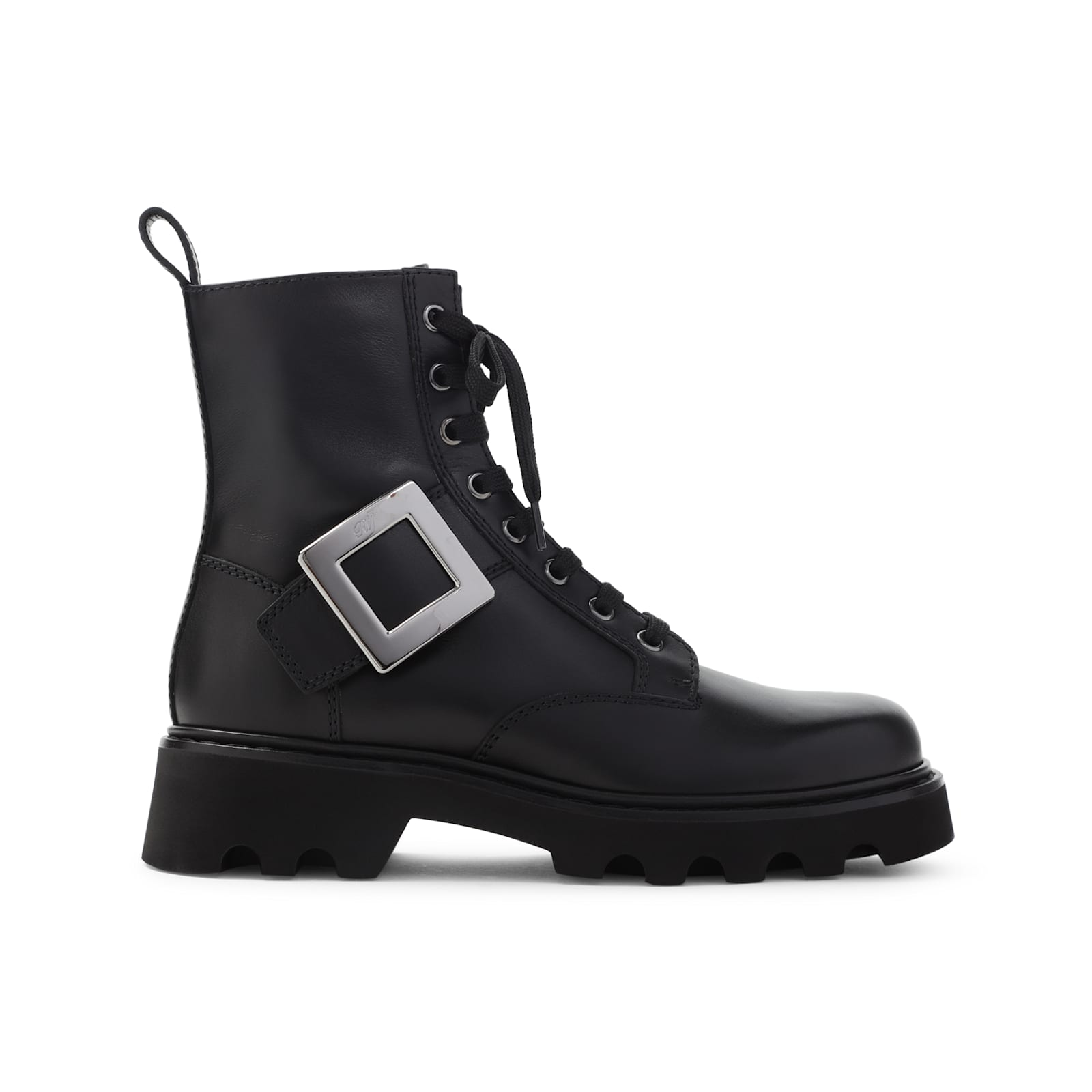 Roger Vivier Rangers Combat Boots Iconic Buckle In Black