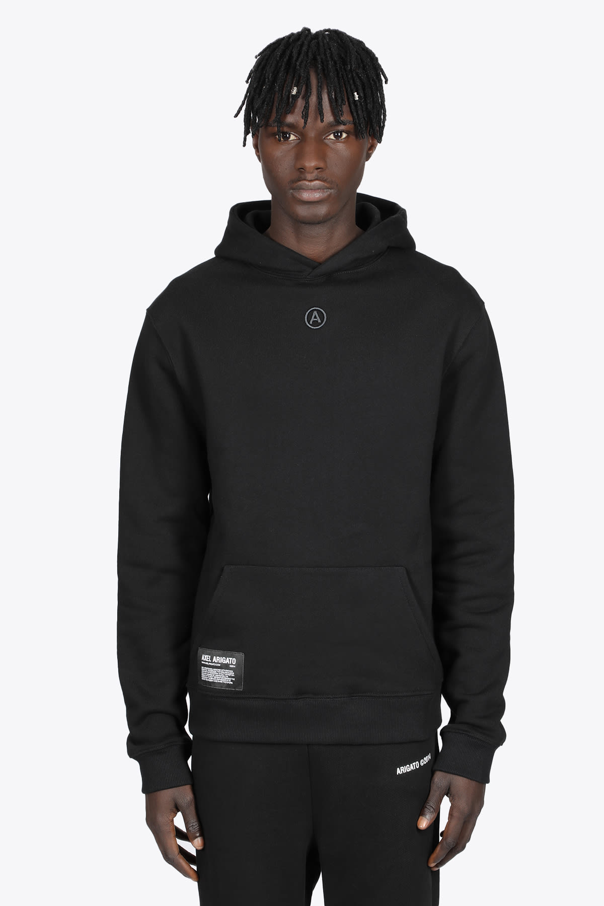 Axel Arigato A-sport Label Hoodie Black cotton hoodie with logo embroidery