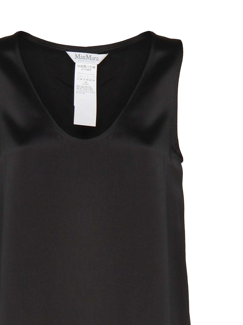 Max Mara Filly Top In Black Silk Satin In Black