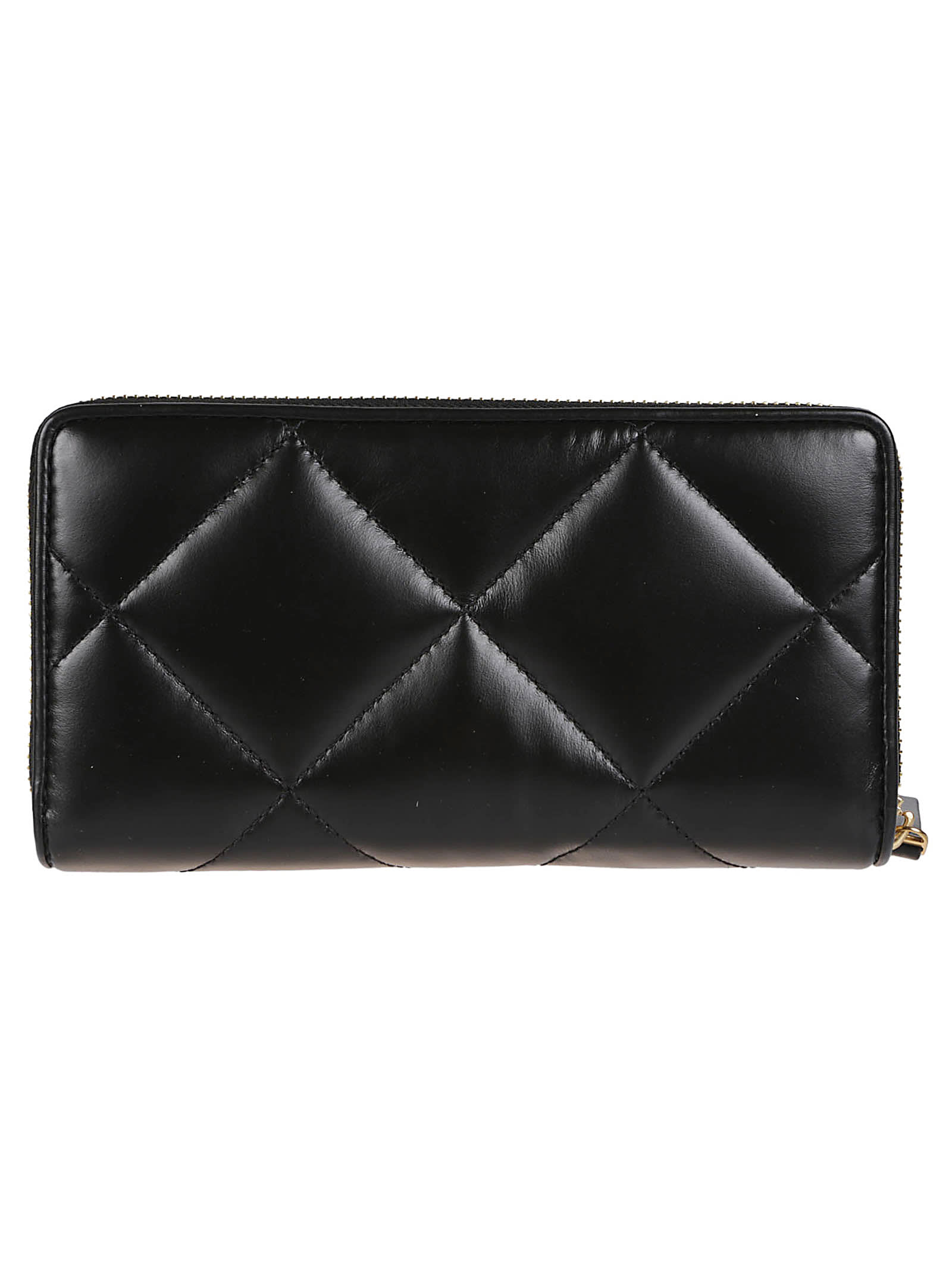 Tory Burch Kira Diamond Quilt Zip Continental Wallet Black In Black